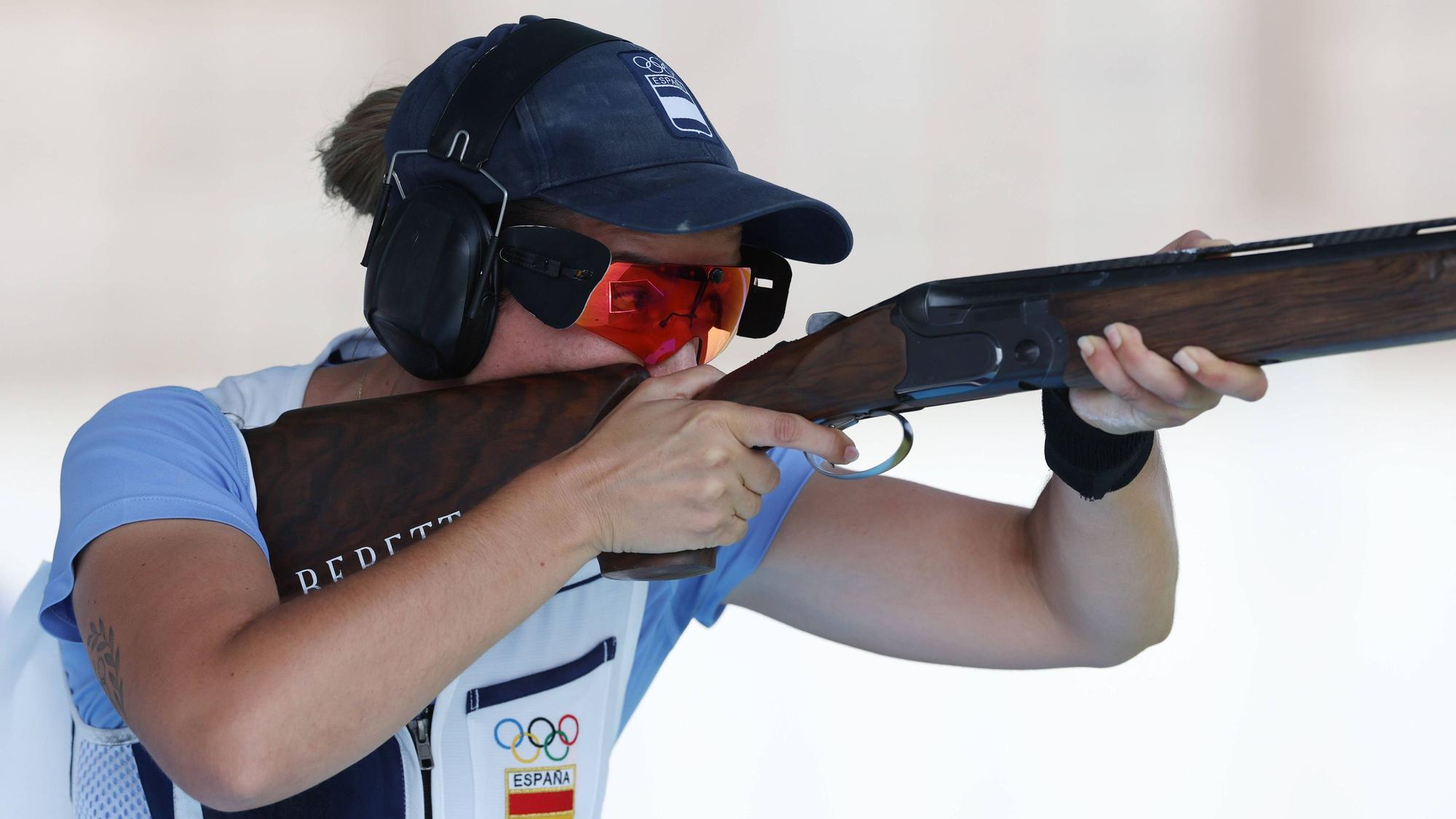 Olympia-Schützin Fátima Gálvez im Trap-Wettbewerb am Mittwoch (31. Juli 2024).