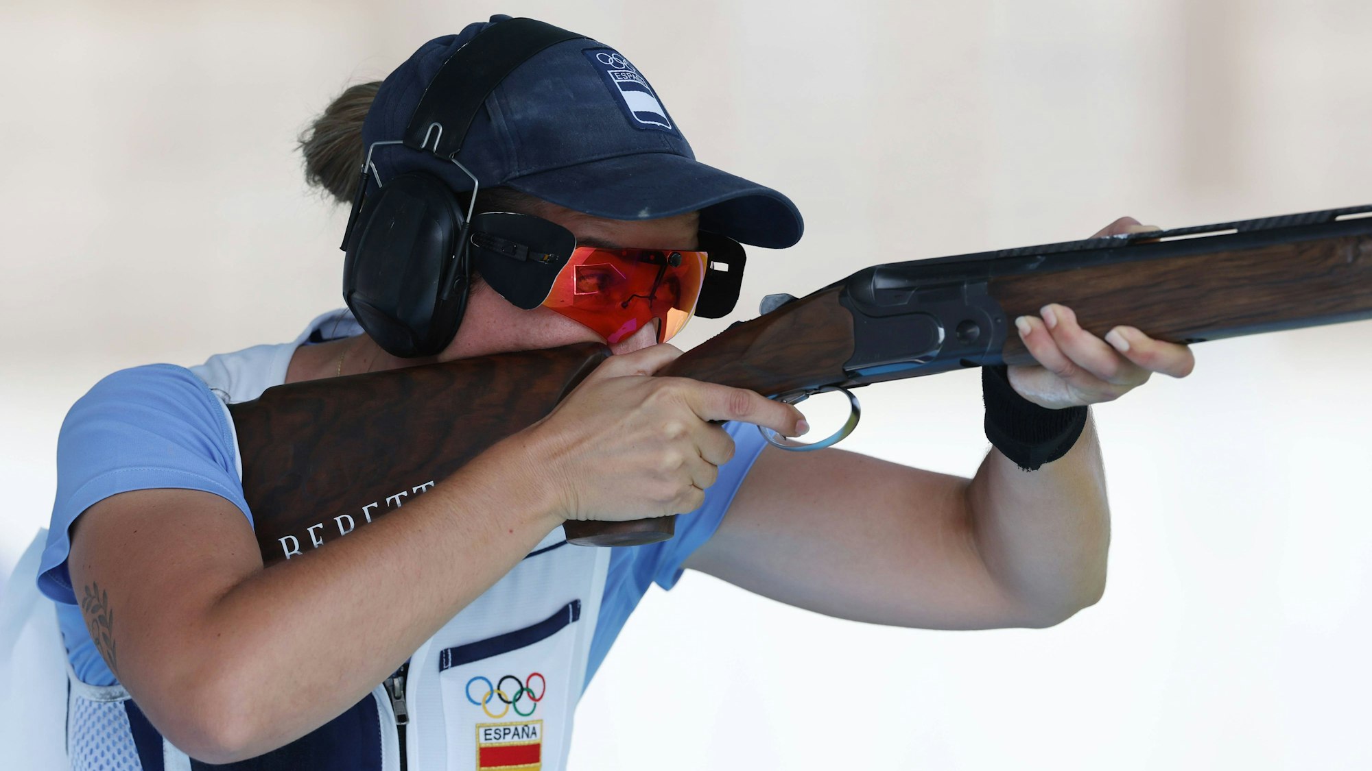 Olympia-Schützin Fátima Gálvez im Trap-Wettbewerb am Mittwoch (31. Juli 2024).