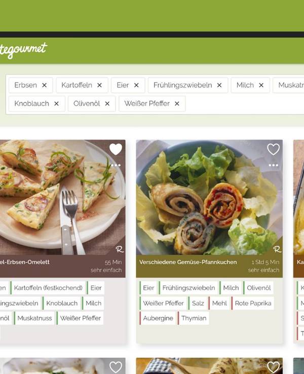 Website von Restegourmet mit verschiedenen Rezepten