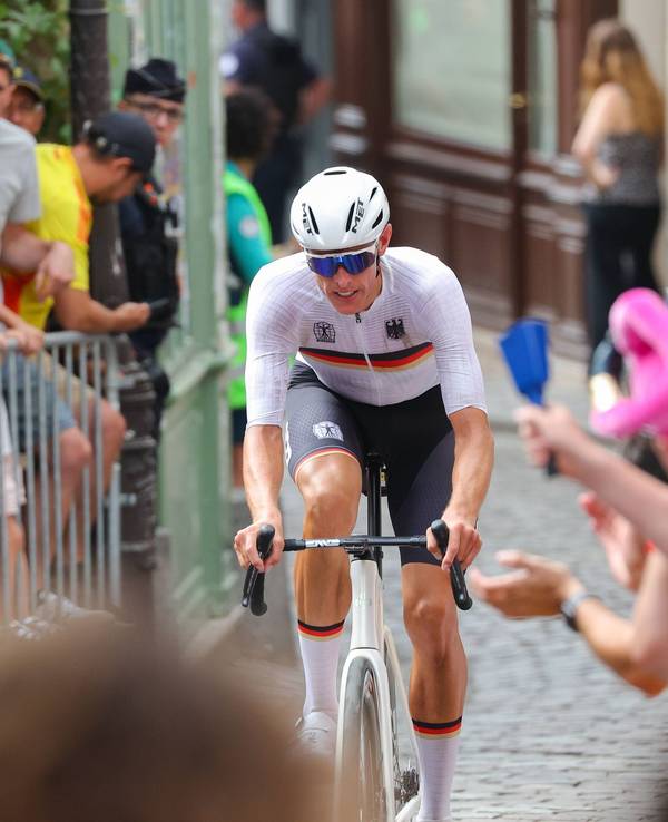 Nils Politt beim Olympia-Straßenrennen der Radfahrer am Samstag (3. August 2024).