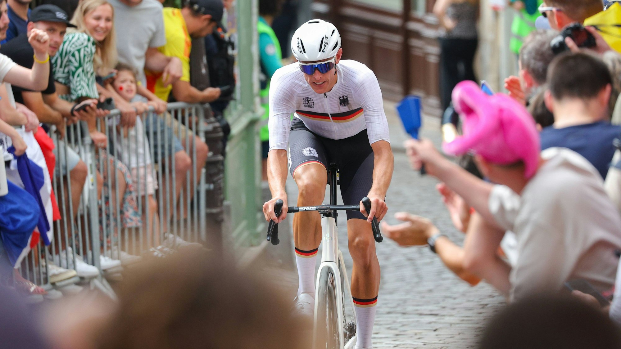Nils Politt beim Olympia-Straßenrennen der Radfahrer am Samstag (3. August 2024).