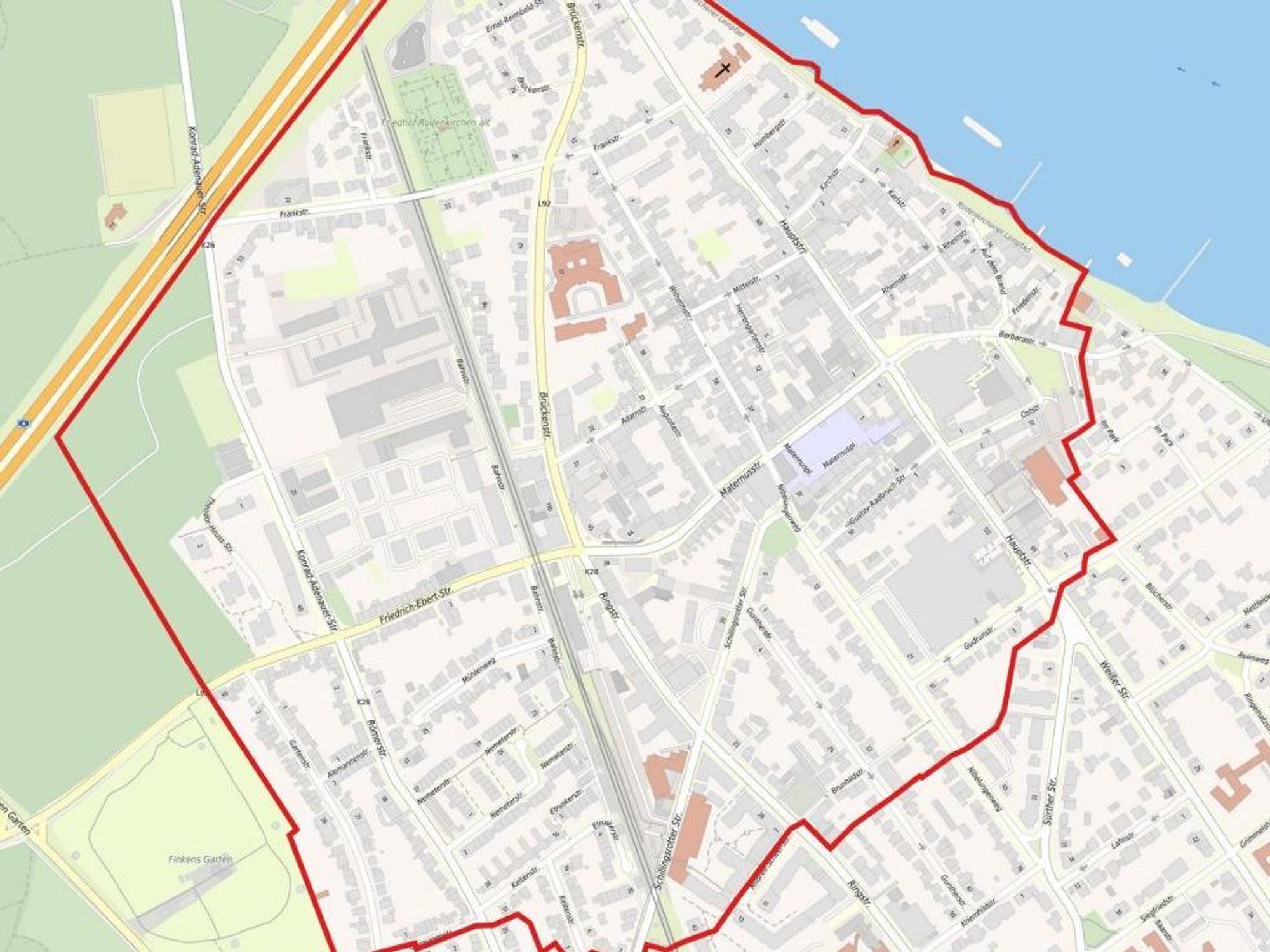 Die Grafik zeigt den Evakuierungsradius nach dem Bombenfund in Köln-Rodenkirchen.