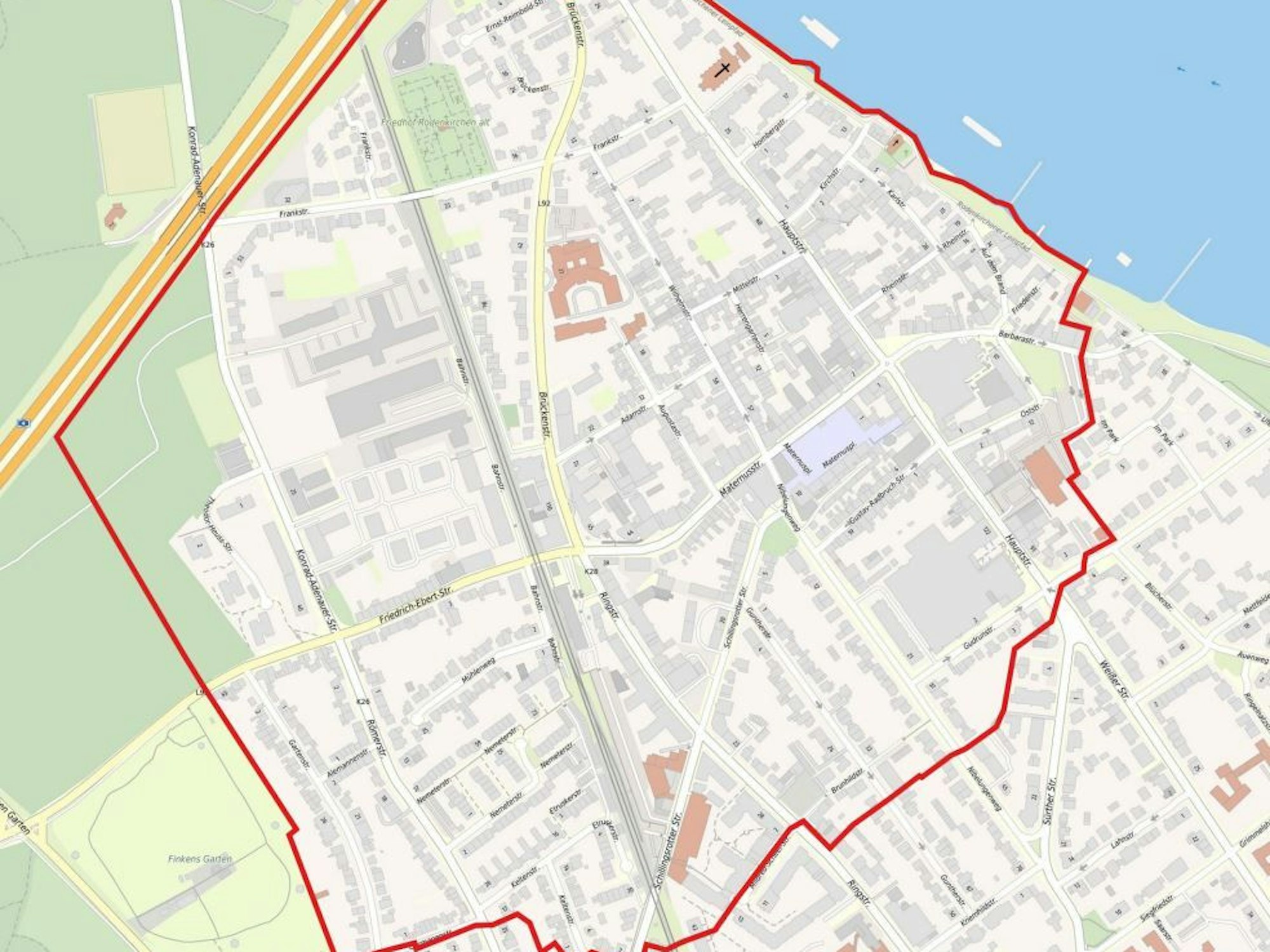Die Grafik zeigt den Evakuierungsradius nach dem Bombenfund in Köln-Rodenkirchen.
