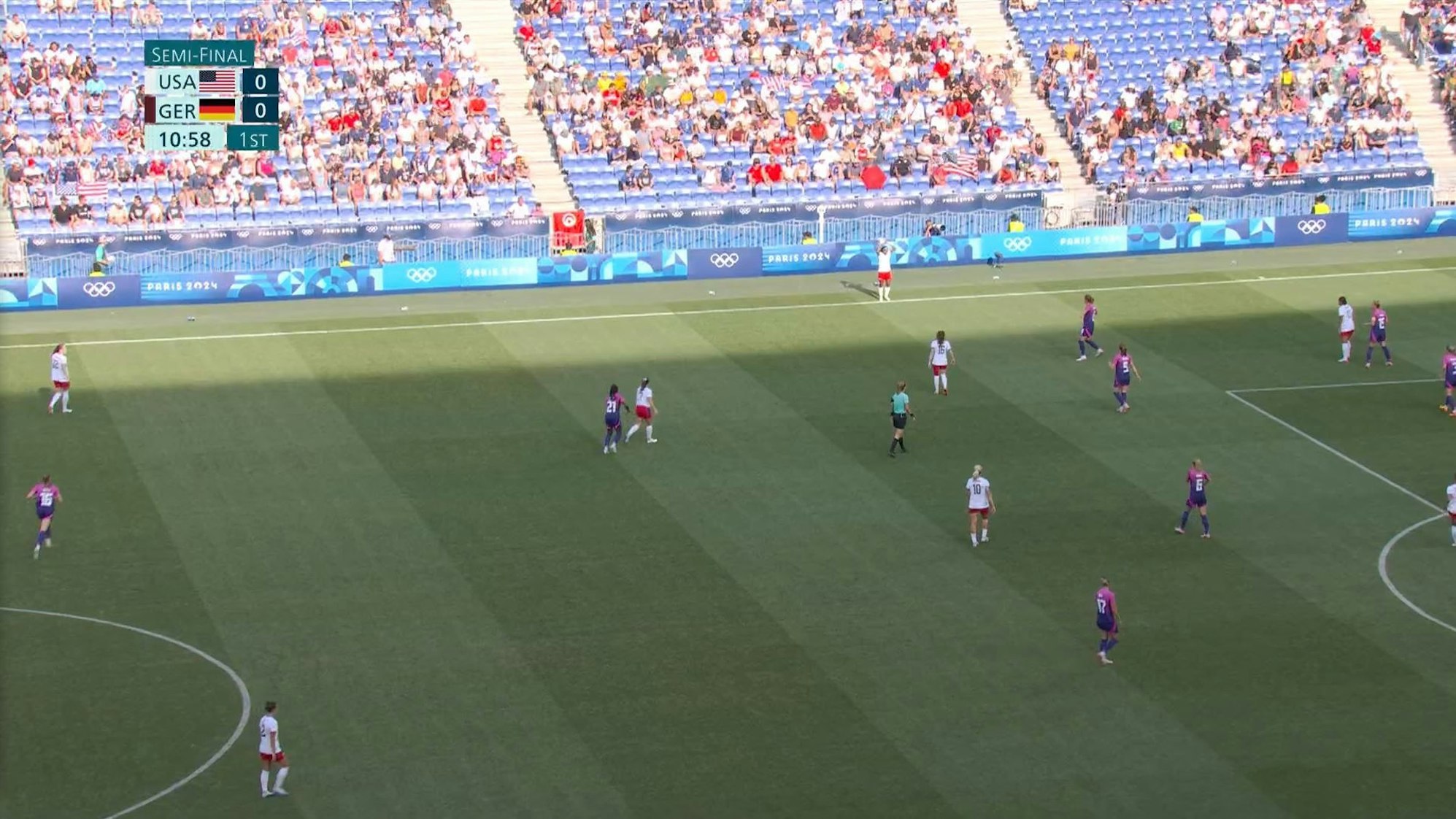 Screenshot der ARD-Übertragung zum Olympia-Halbfinale zwischen Deutschland und den USA am Dienstag (6. August 2024).