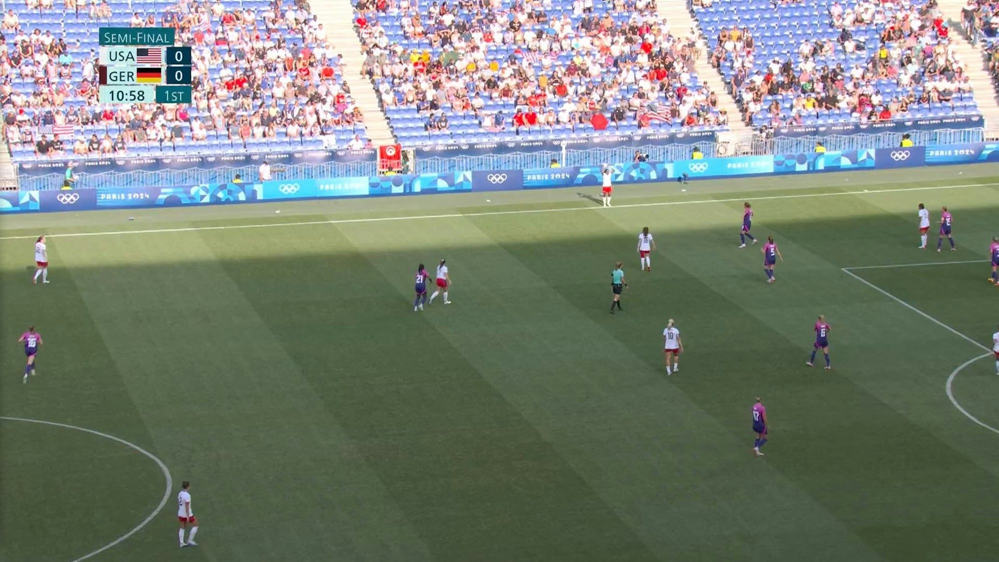 Screenshot der ARD-Übertragung zum Olympia-Halbfinale zwischen Deutschland und den USA am Dienstag (6. August 2024).