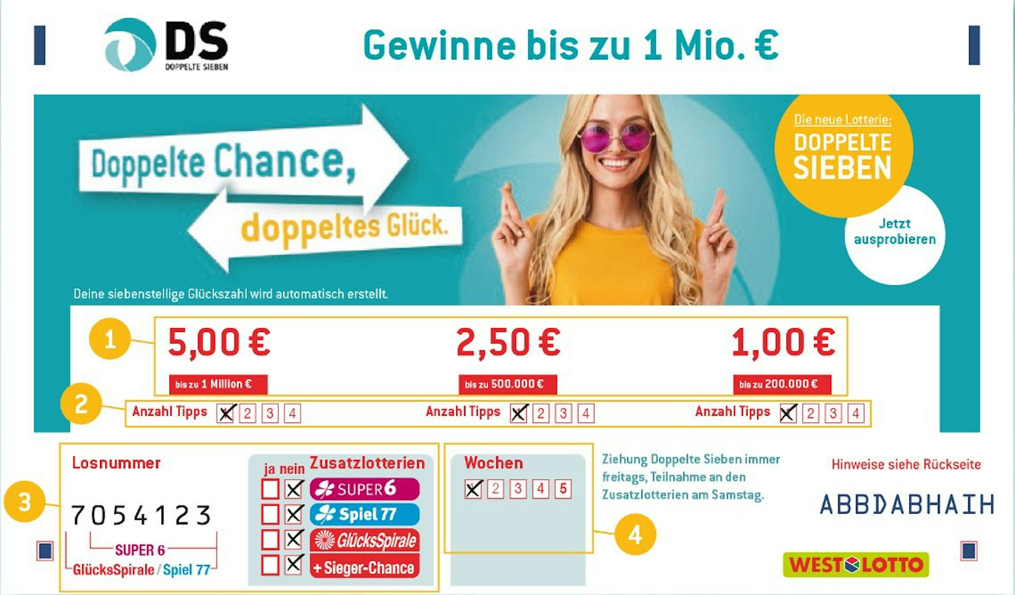 Doppelte Sieben Spielschein