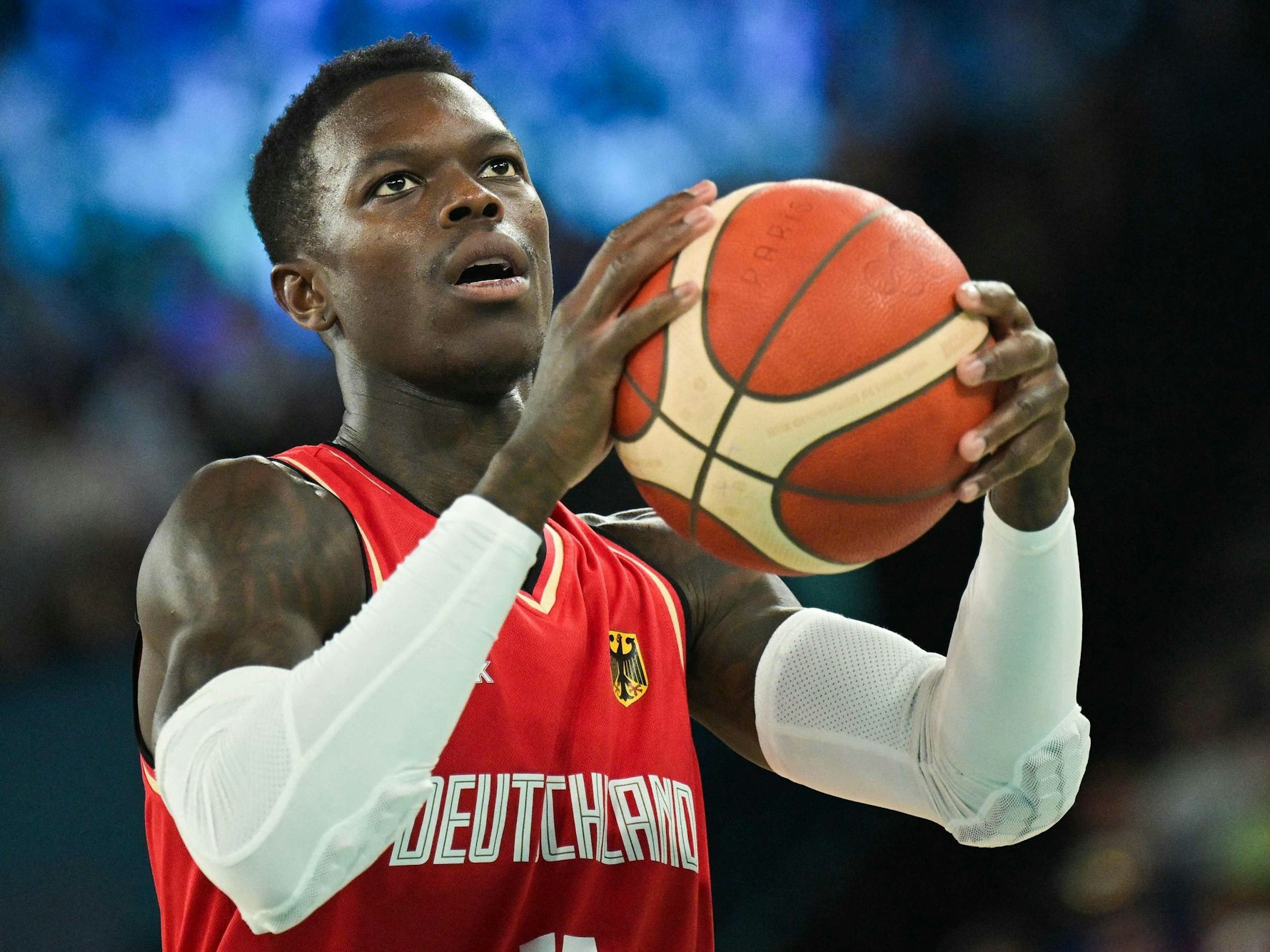 Dennis Schröder beim Olympia-Halbfinale gegen Frankreich am 8. August 2024.