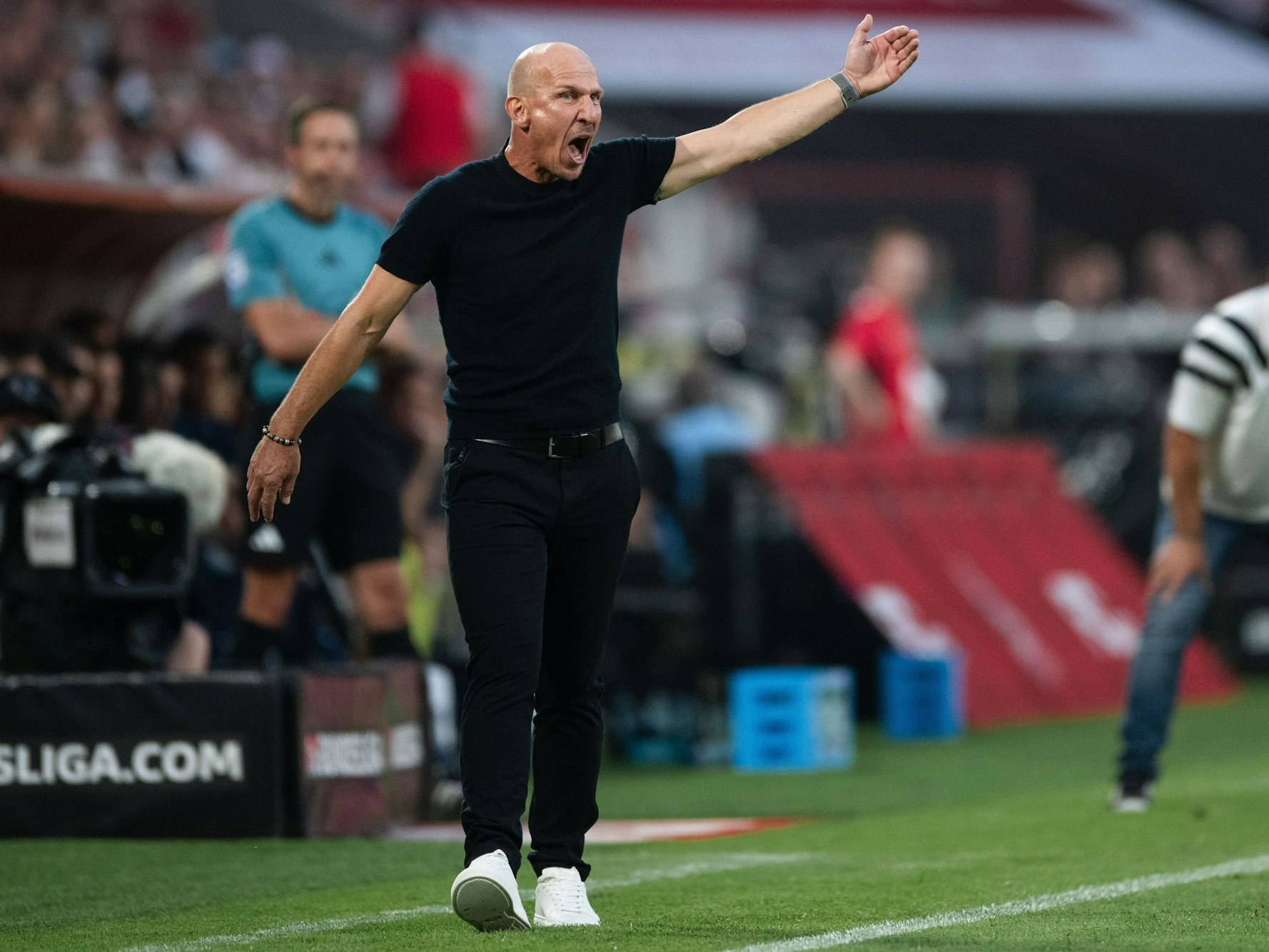Kölns Trainer Gerhard Struber gestikuliert an der Seitenlinie beim Duell mit dem Hamburger SV.