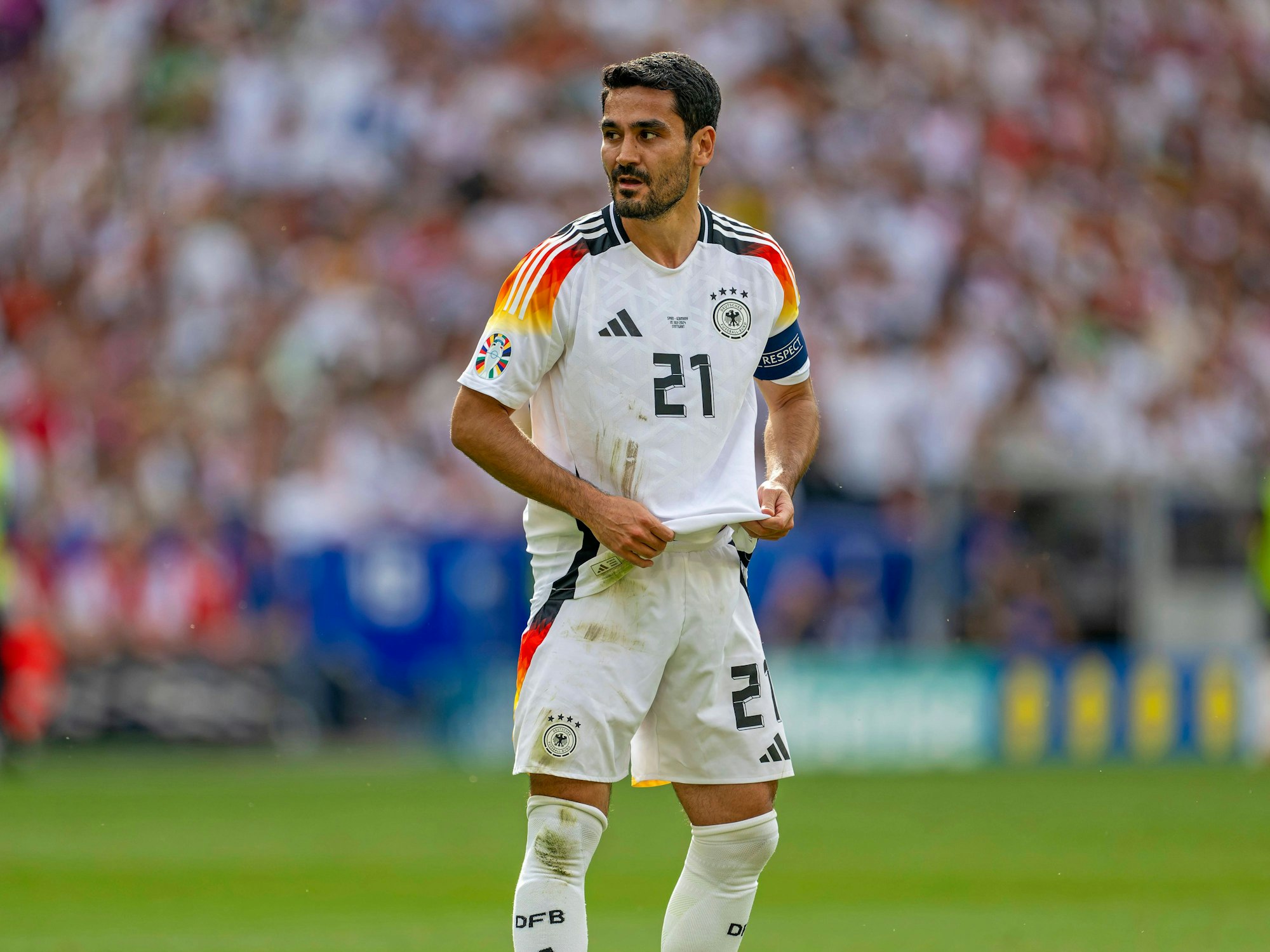 DFB-Kapitän Ilkay Gündogan in seinem letzten Spiel für die Deutsche Nationalmannschaft am 5. Juli 2024 im EM-Viertelfinale gegen Spanien.