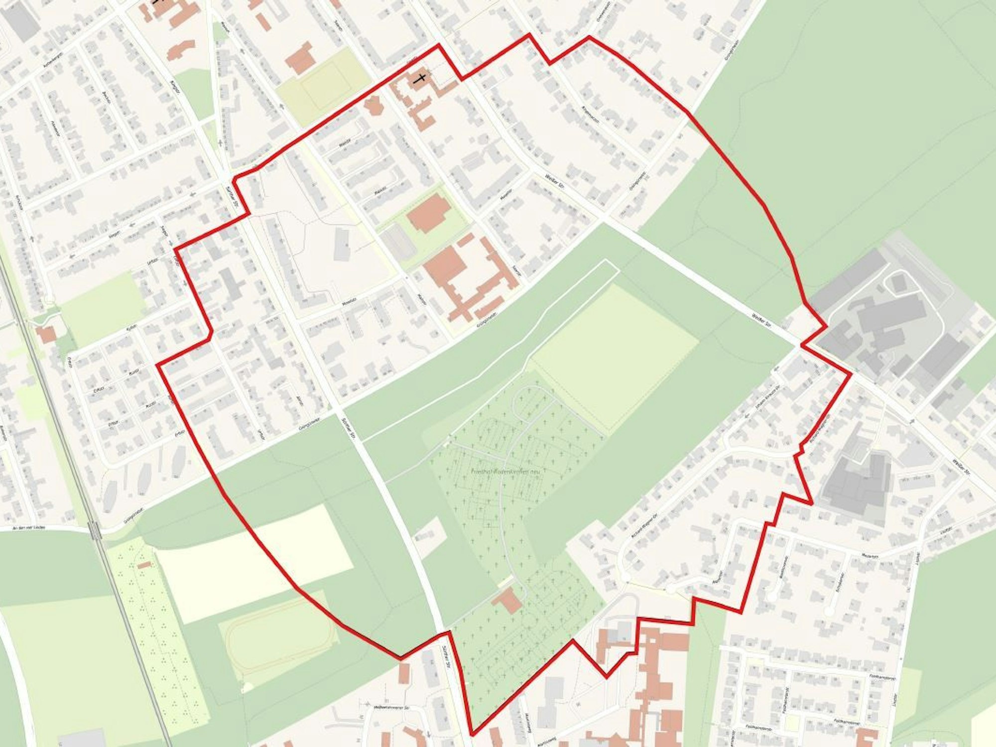 Evakuierungsradius bei Bombenfund in Köln.