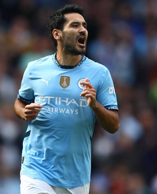 Ilkay Gundogan läuft, wie hier beim Spiel gegen Ipswich Town am 24. August 2024, nun wieder im Manchester-City-Trikot auf.
