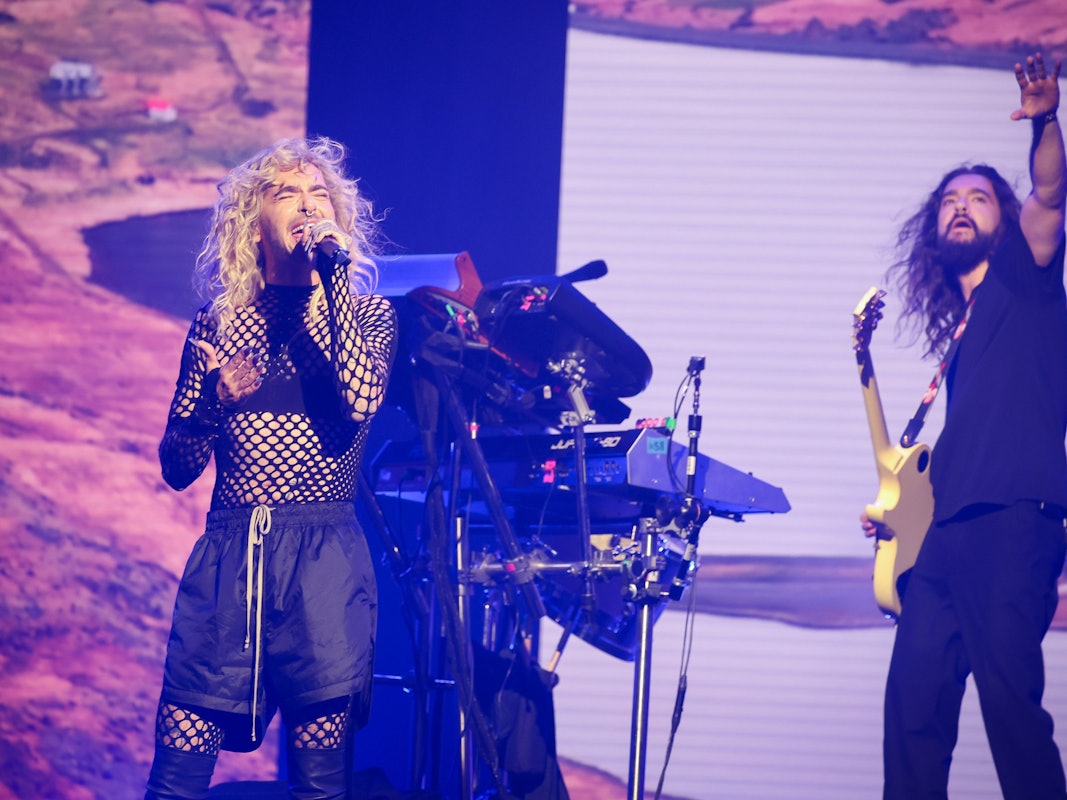 Bill und Tom Kaulitz bei einem Auftritt in Hamburg.