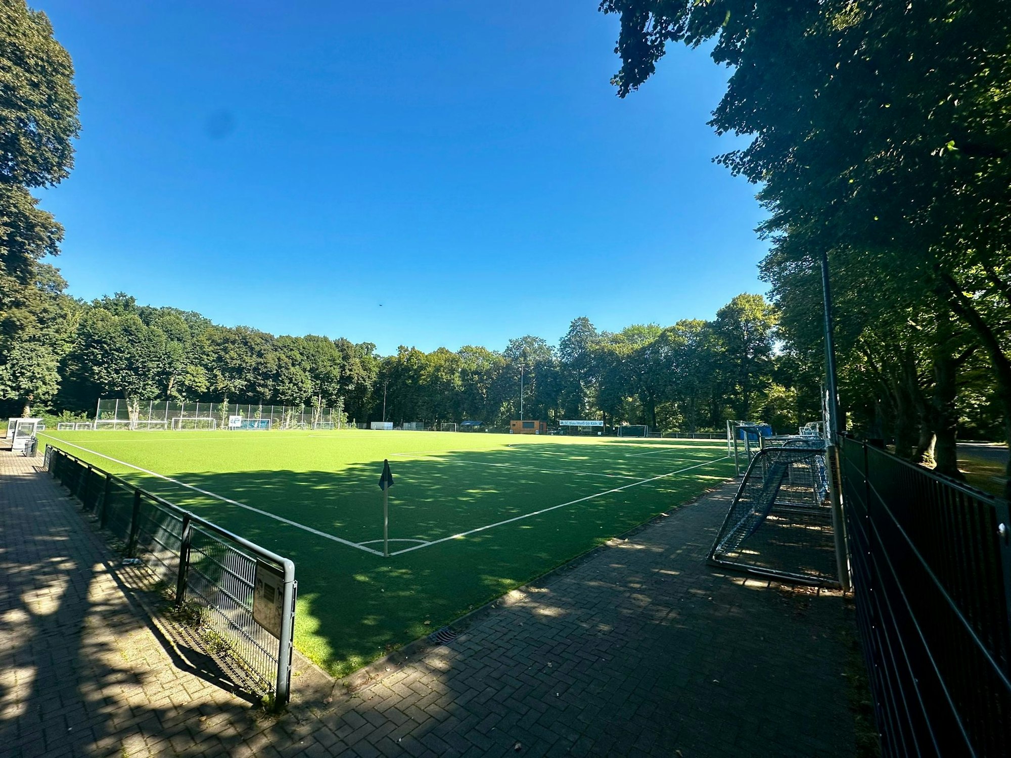 Der moderne Kunstrasenplatz vom SC Blau-Weiß.