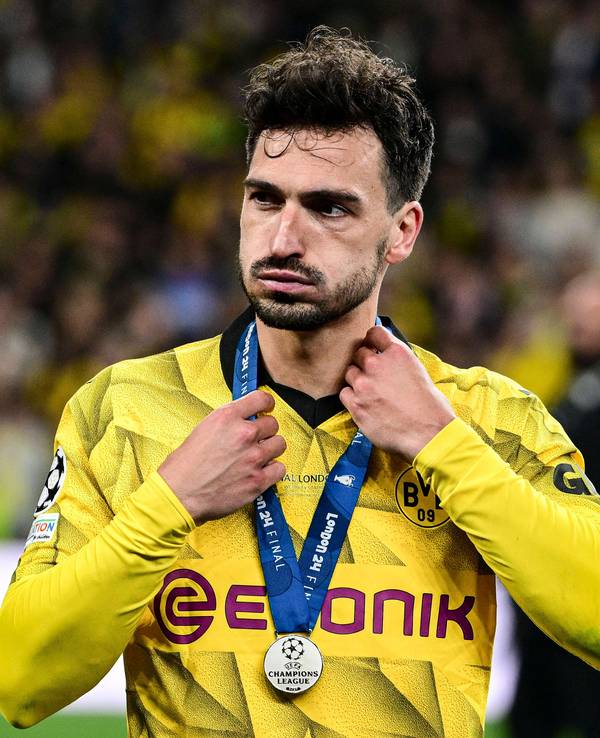 Ex-BVB-Verteidiger Mats Hummels nach dem verlorenen Champions-League-Finale gegen Real Madrid am 1. Juni 2024 in London.