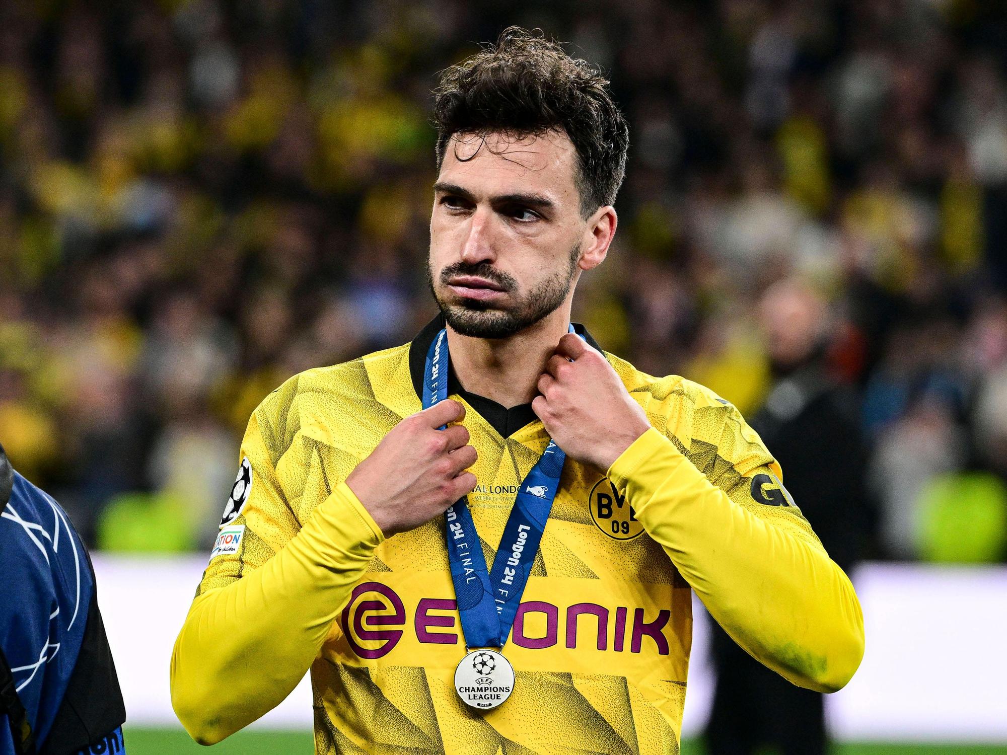 Ex-BVB-Verteidiger Mats Hummels nach dem verlorenen Champions-League-Finale gegen Real Madrid am 1. Juni 2024 in London.