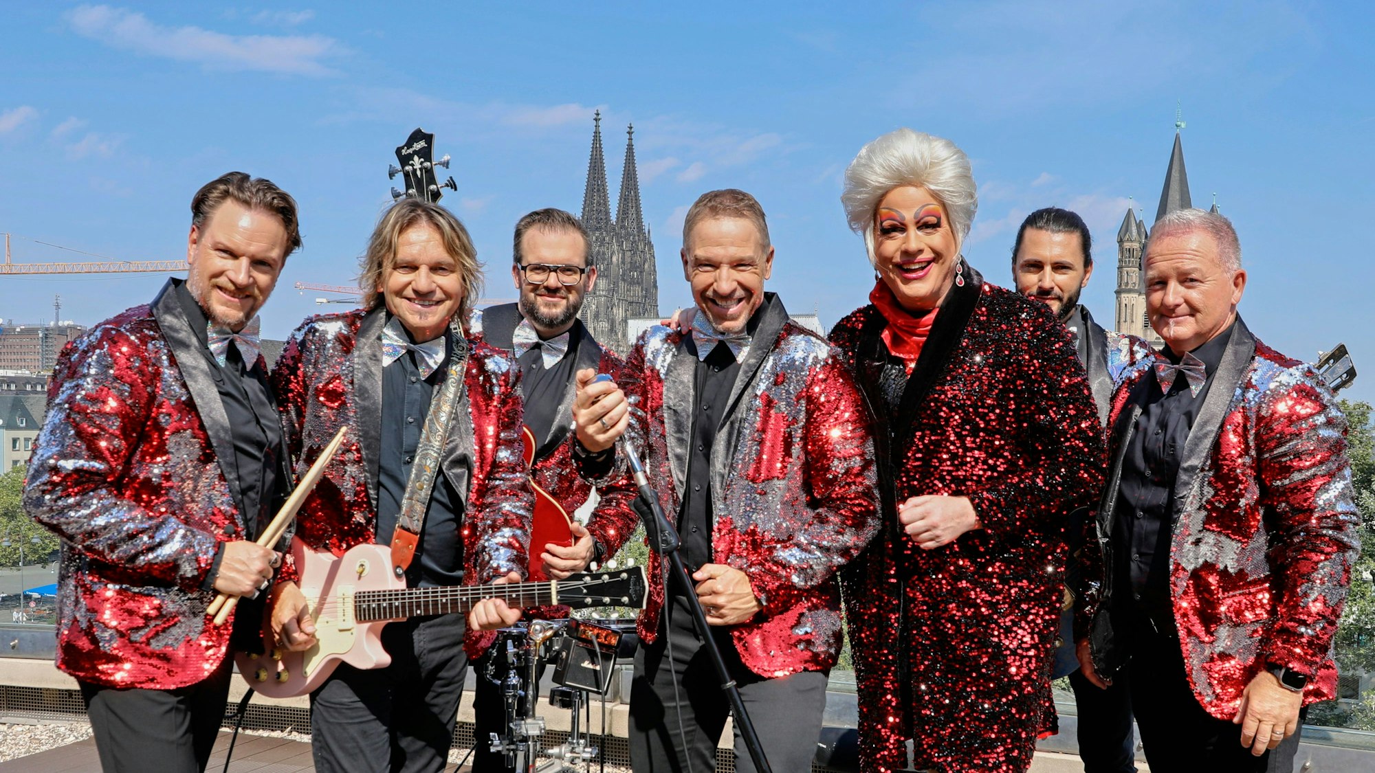 Die Höhner mit Ken Reise beim Video-Dreh.