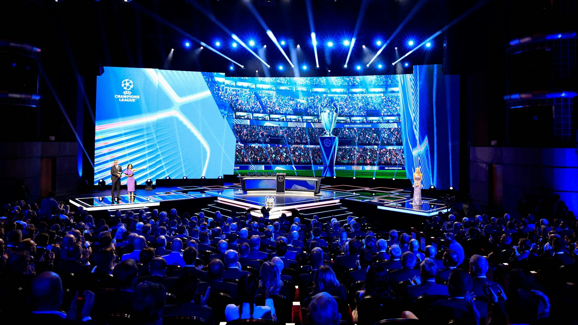 Die Zeremonie zur Champions-League-Auslosung in Monaco.