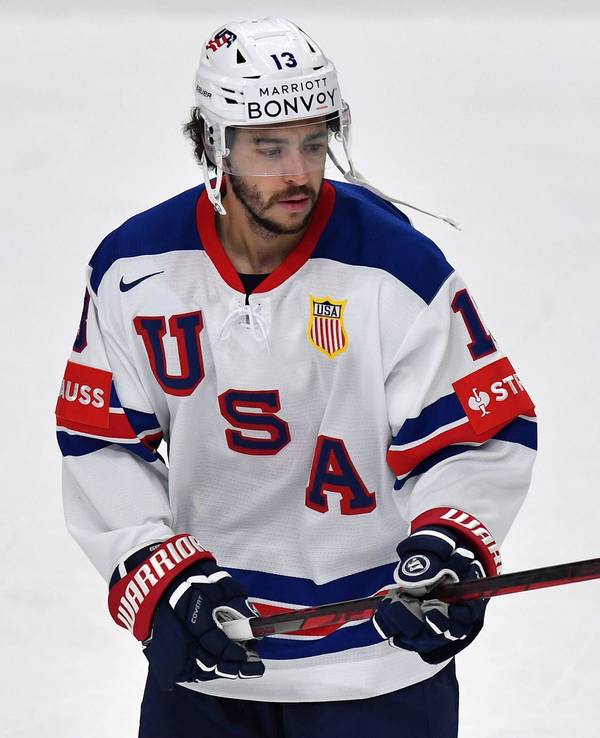 NHL-Profi Johnny Gaudreau, hier am 23. Mai bei der Eishockey-WM gegen Tschechien, ist am Donnerstag (29. August 2024) bei einem Unfall ums Leben gekommen.