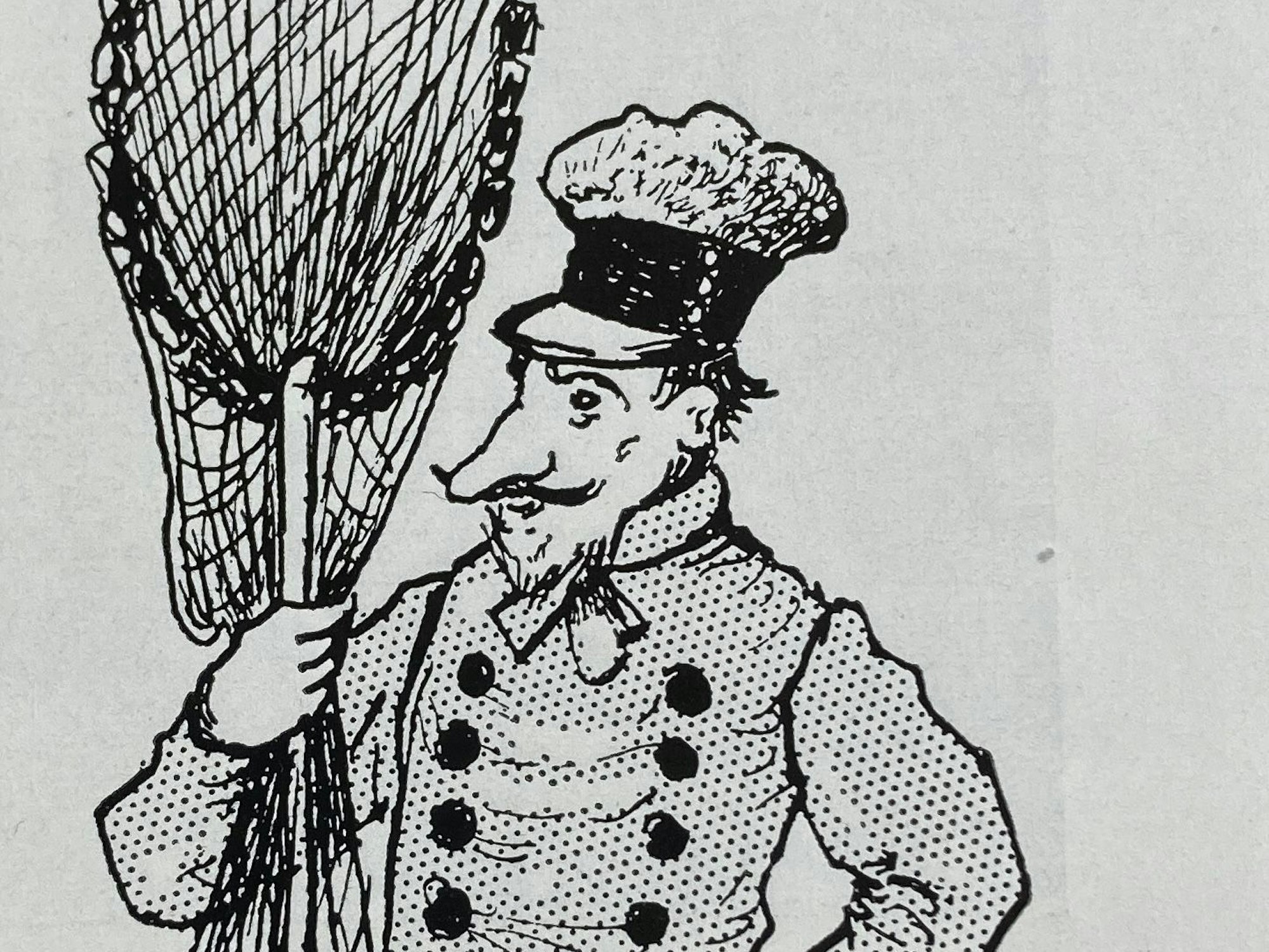 Eine Zeichnung eines Hundefängers.