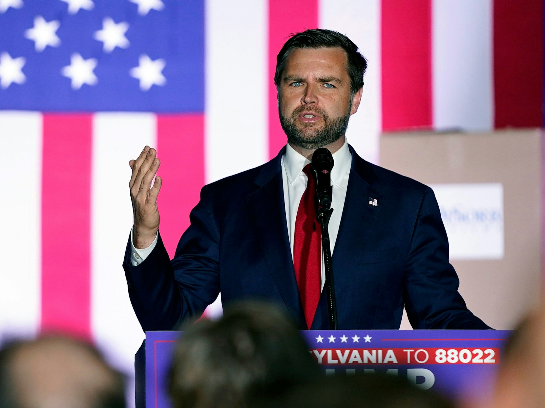 J.D. Vance, Senator für Ohio und Vizepräsidentschaftskandidat der Republikaner, Mitte August auf einer Wahlkampfveranstaltung in Philadelphia.