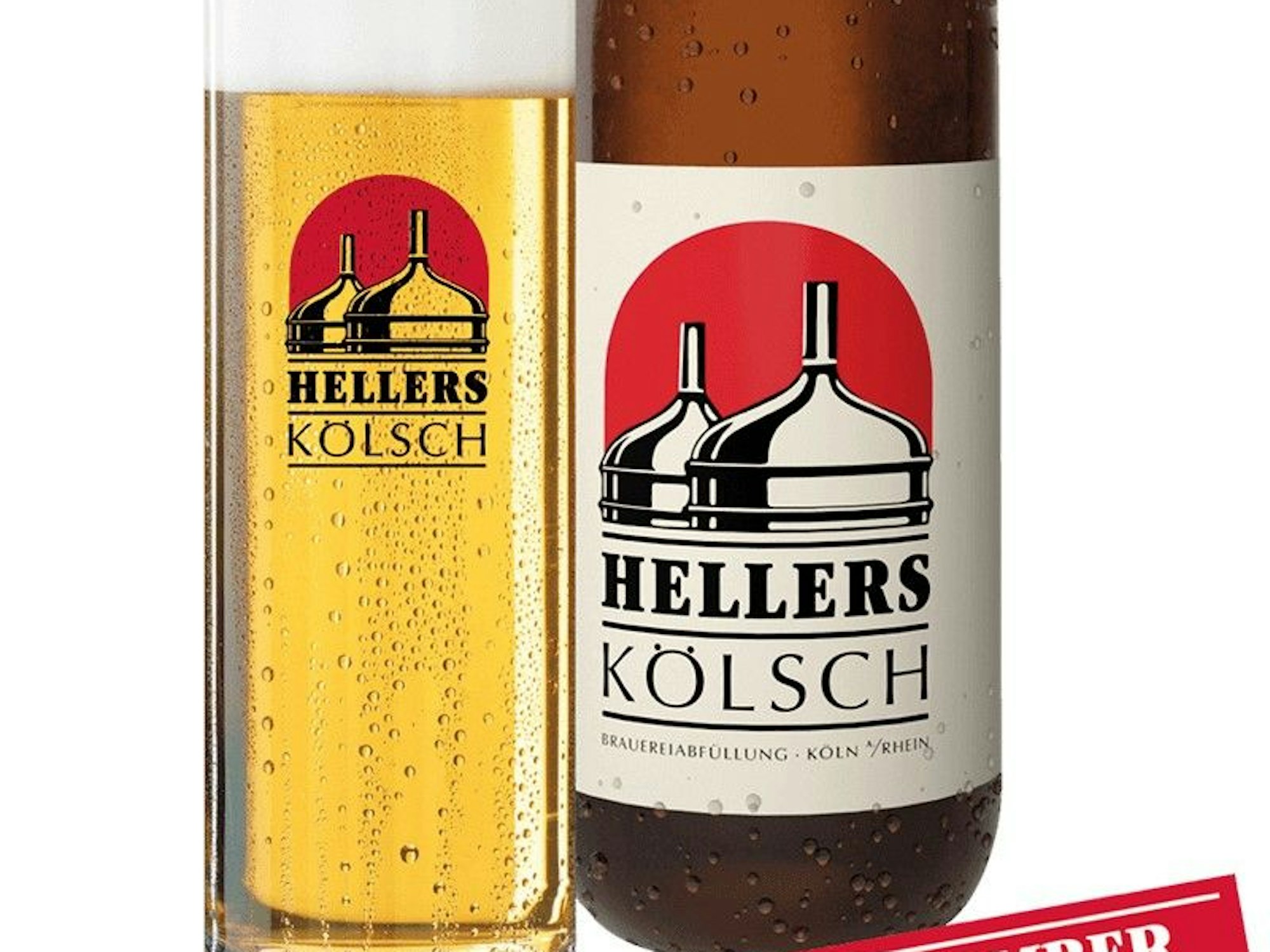 Eine Flasche und ein Glas Hellers Kölsch