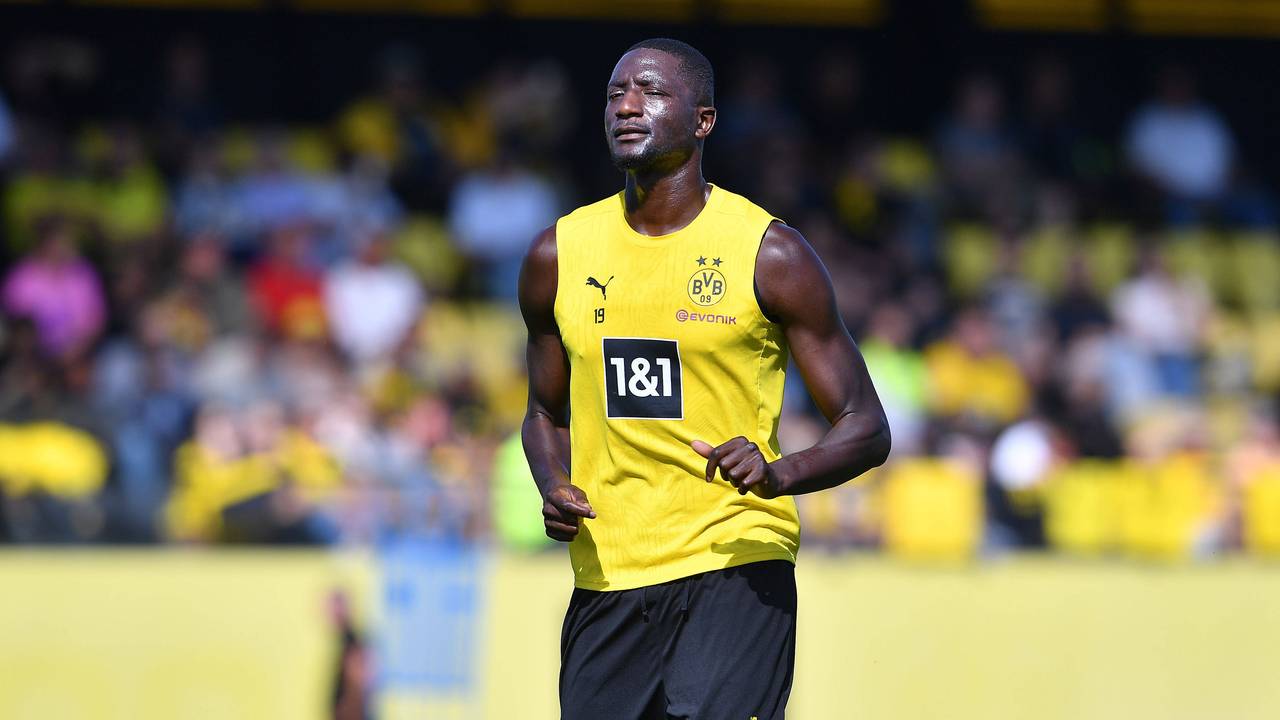 Serhou Guirassy auf dem Trainingsgelände in Dortmund.