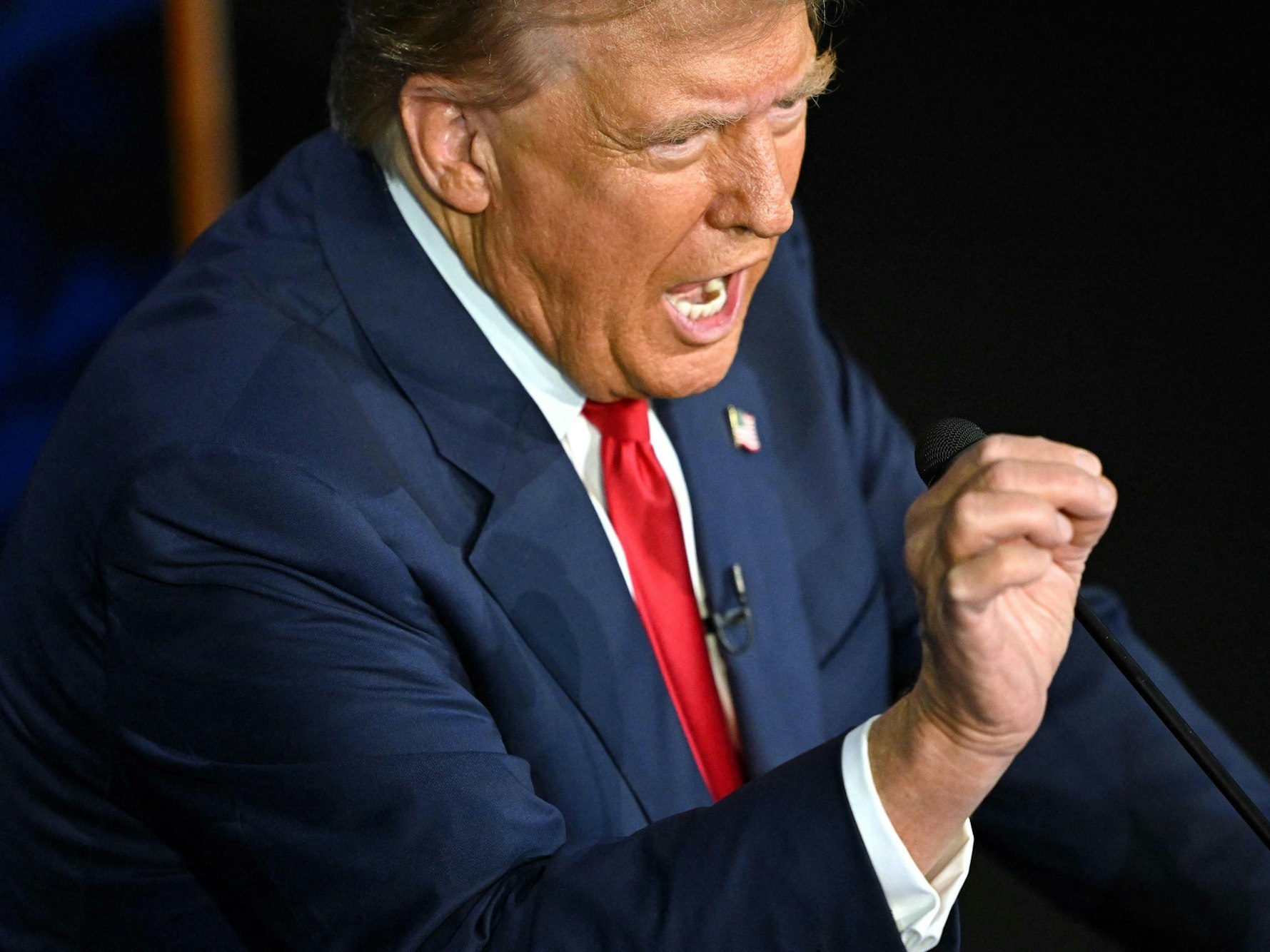 Donald Trump während der TV-Debatte gegen Herausforderin Kamala Harris: Trump behauptete, Einwanderer würden Hunde und Katzen essen.