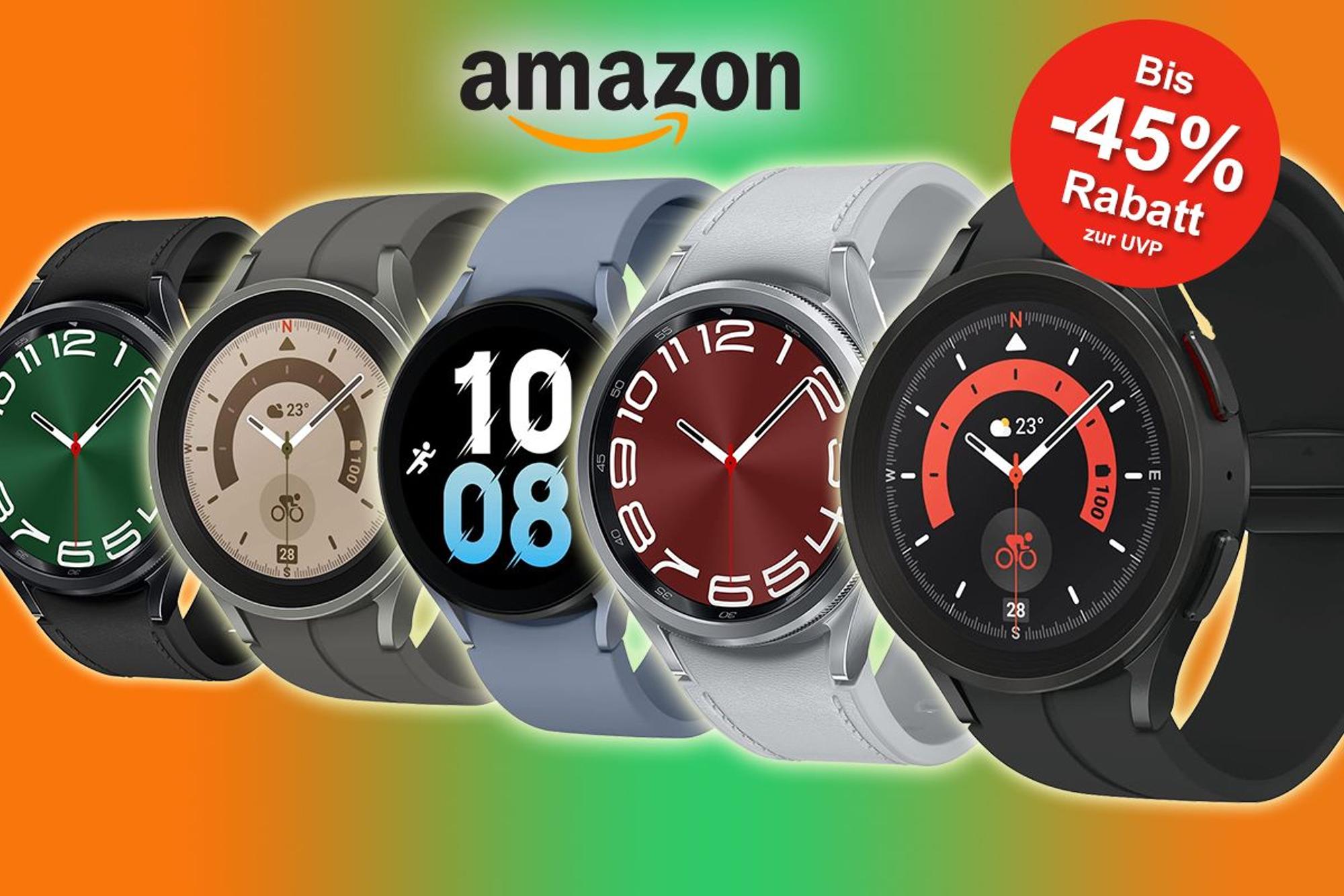Auf dem Bild sind verschiedene Samsung Smartwatch Modelle abgebildet.