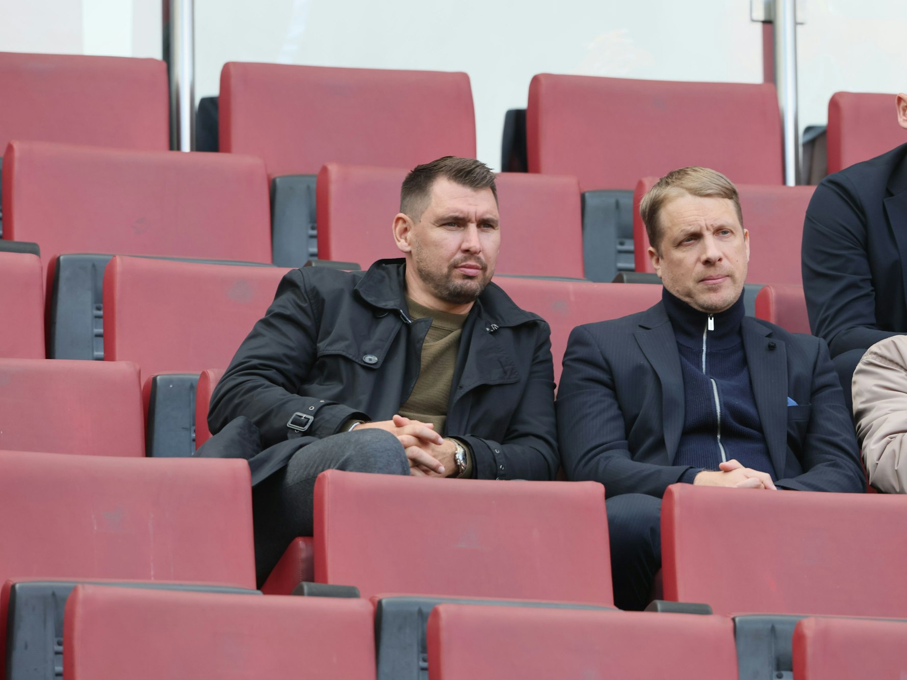 Patrick Helmes und Oliver Pocher bei der Daum-Trauerfeier.