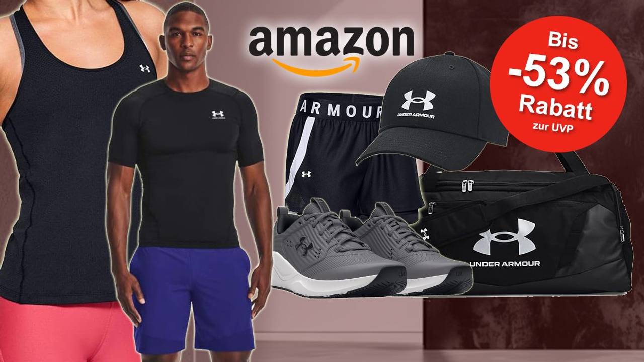 Produkte der Marke Under Armour wie Sportbekleidung, Schuhe, Sporttasche, Cap.
