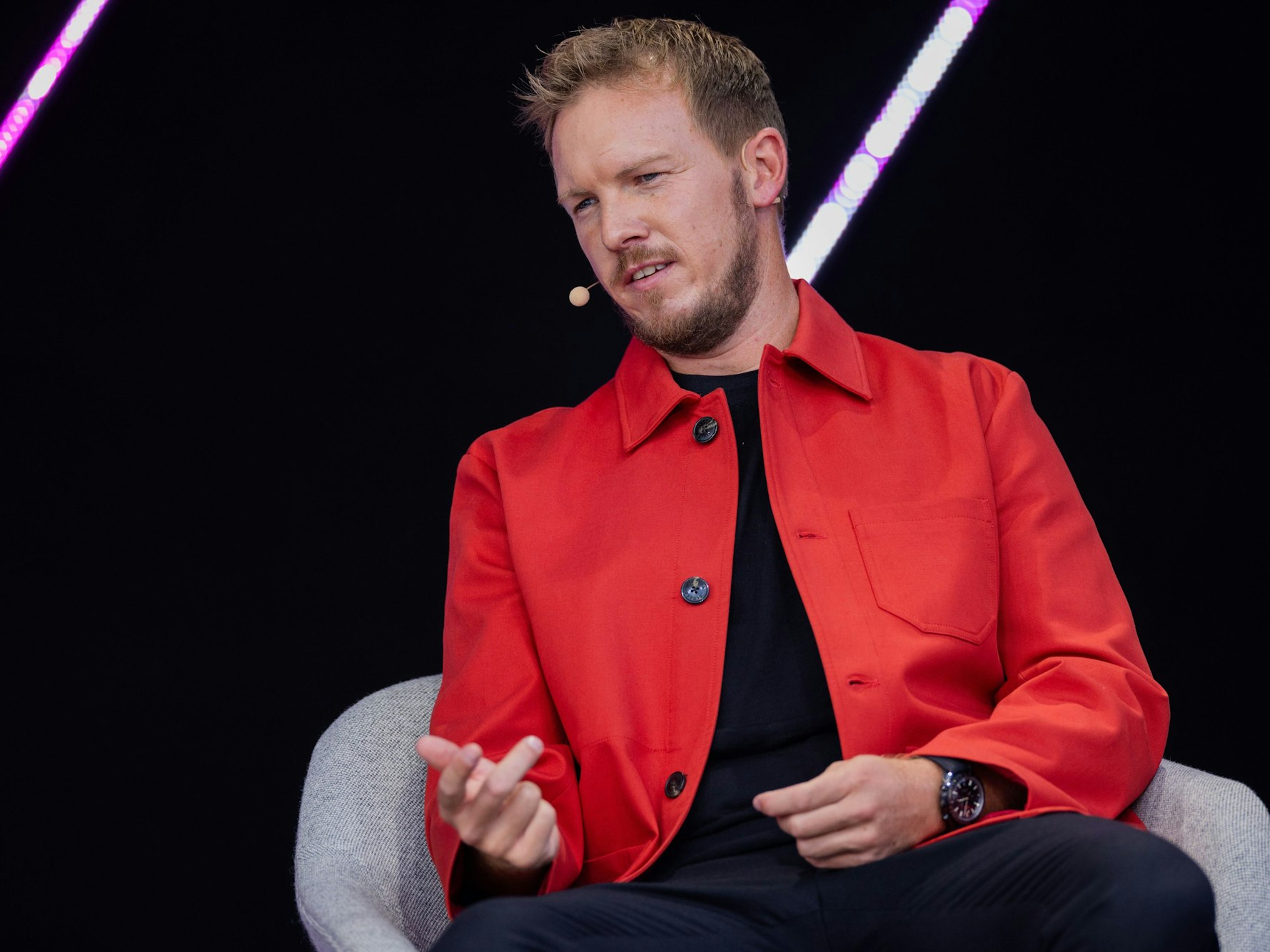 Fußballbundestrainer Julian Nagelsmann spricht beim Digitalkongress Digital X der Deutschen Telekom im Media Park.
