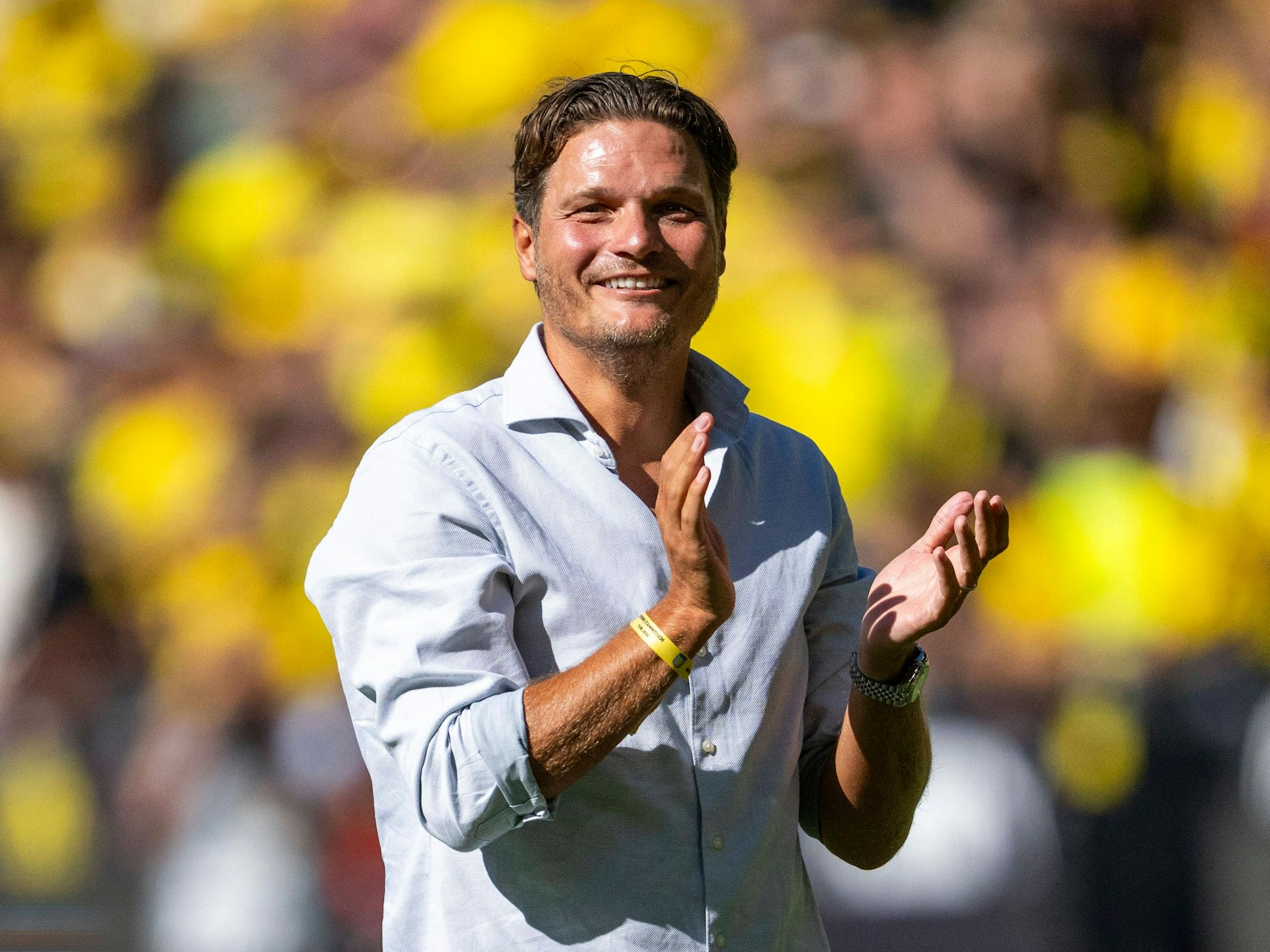 Edin Terzic bei seiner Verabschiedung im Rahmen des Testspiels zwischen Borussia Dortmund und Aston Villa.