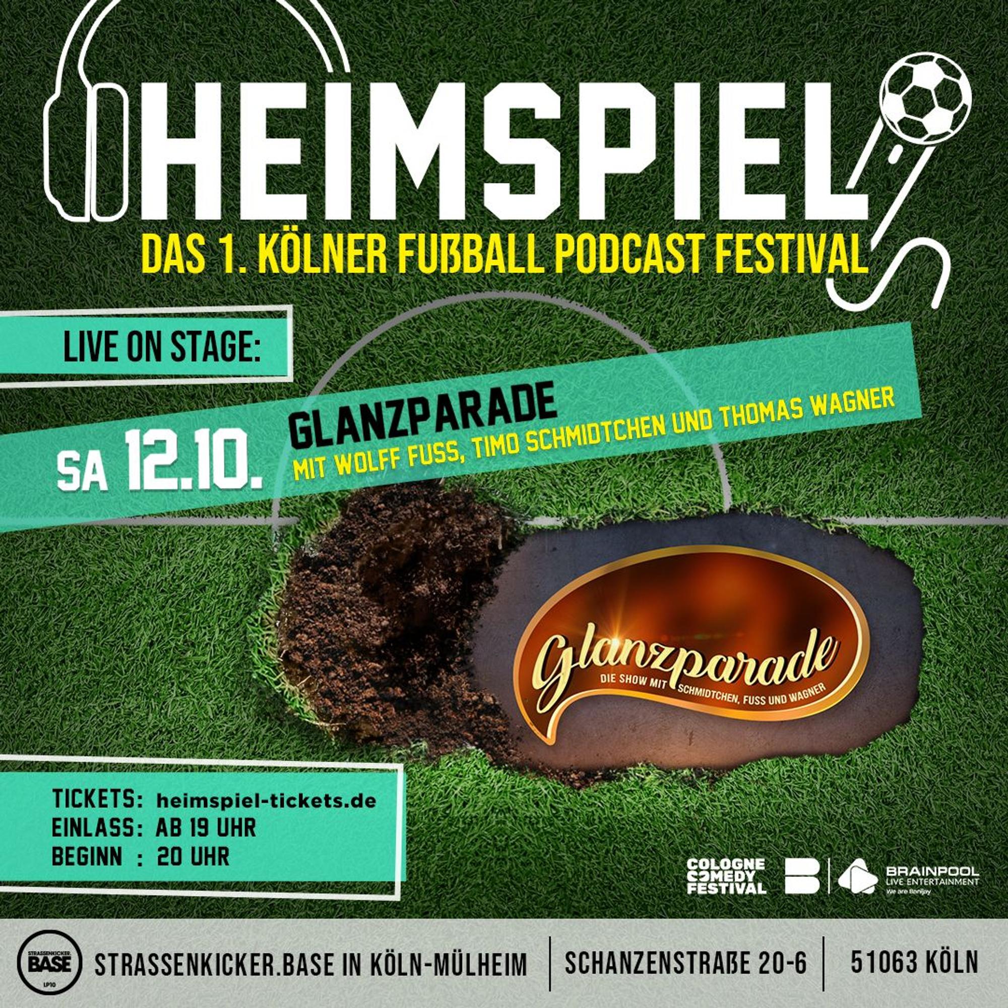 Werbebild für „Heimspiel! - Das 1. Kölner Fußball Podcast Festival“