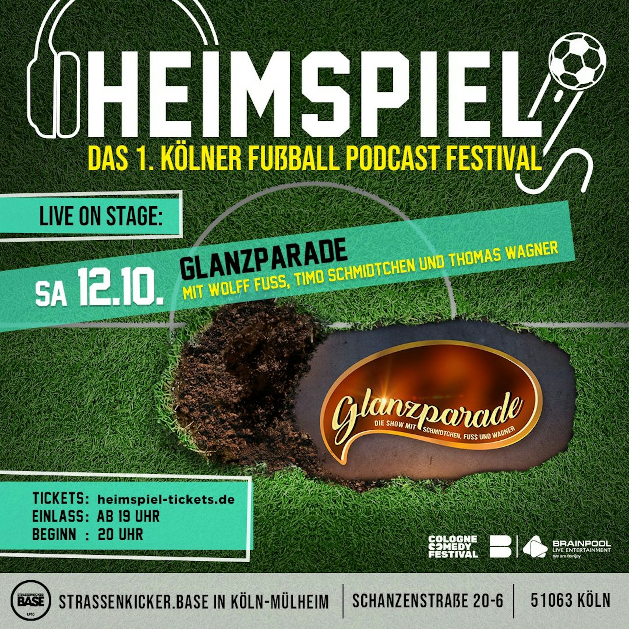Werbebild für „Heimspiel! - Das 1. Kölner Fußball Podcast Festival“