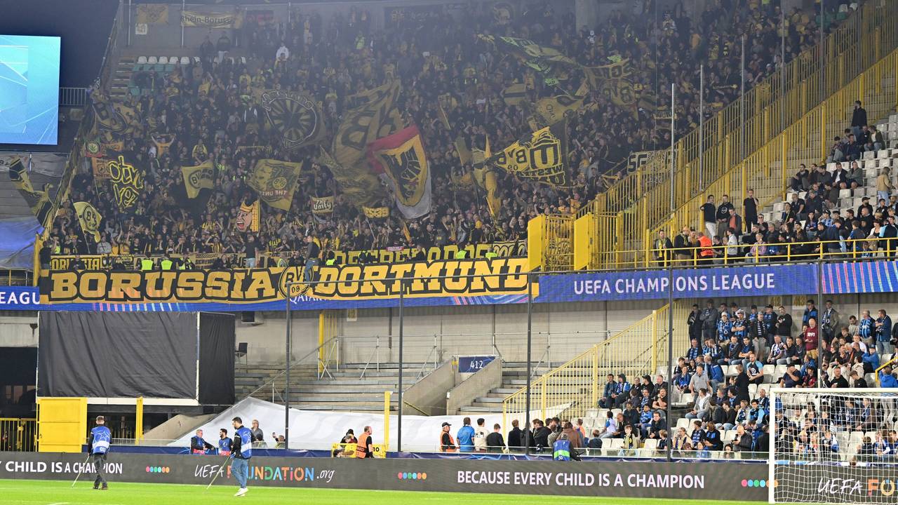 Die Fans von Borussia Dortmund am 18. September 2024 im Spiel der Champions League beim FC Brügge.