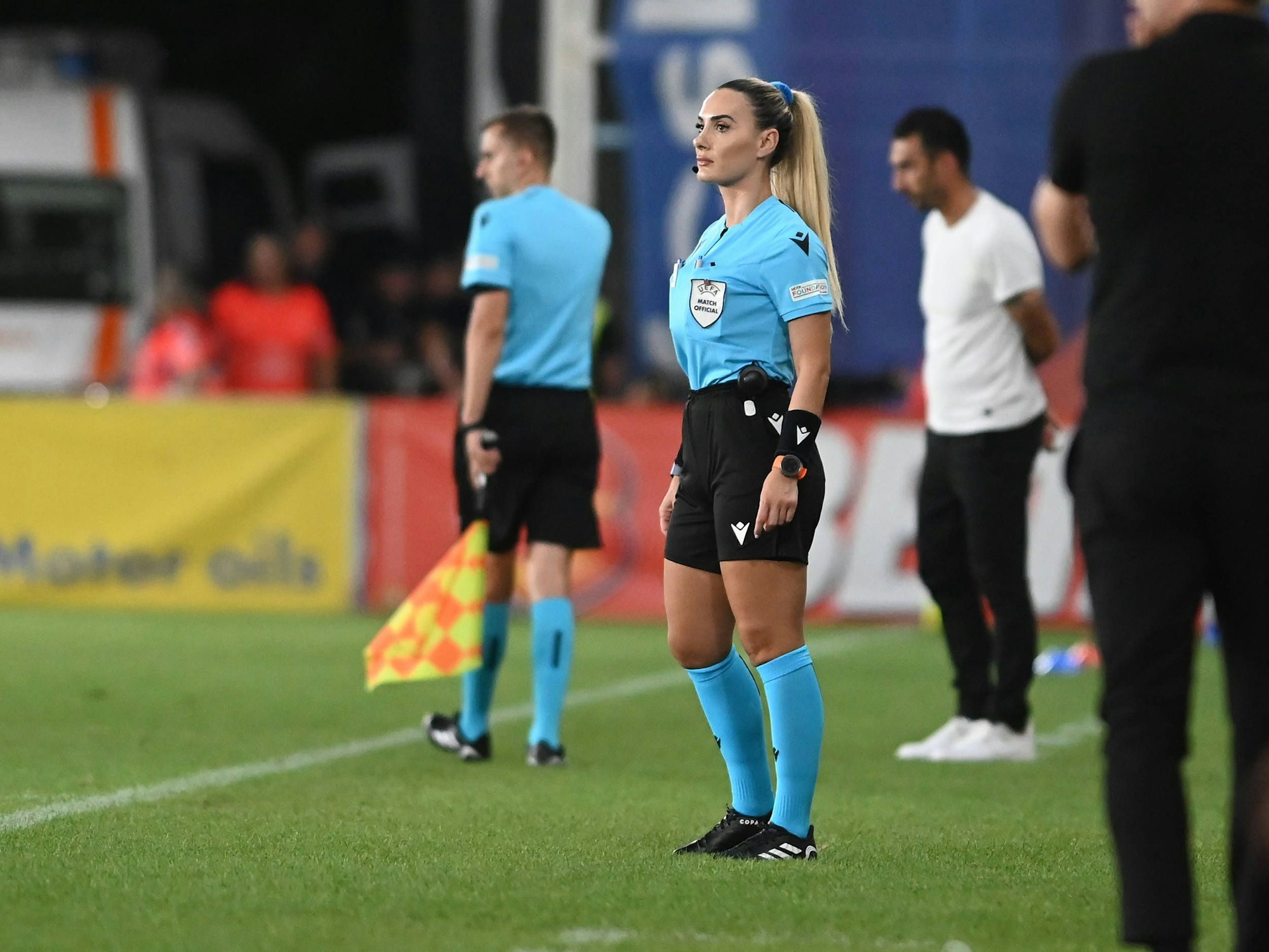 Emanuela Rusta bei einem Spiel der Uefa Conference League.
