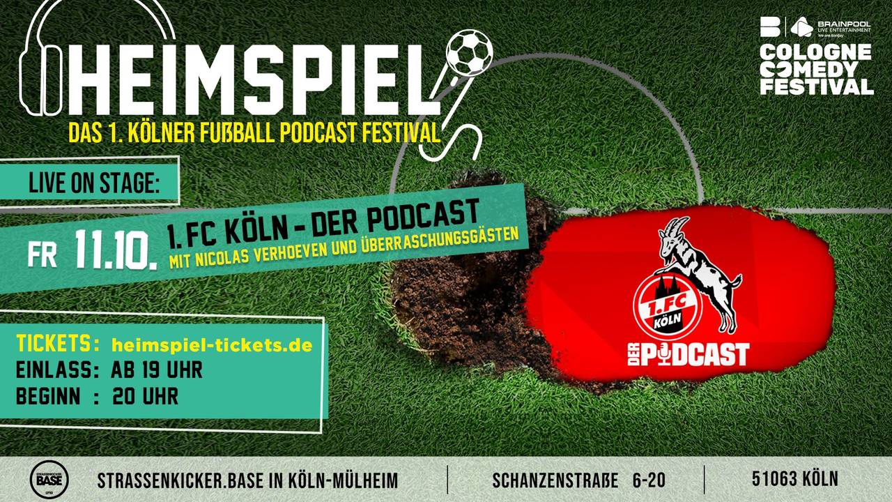 Werbebild für „Heimspiel! - Das 1. Kölner Fußball Podcast Festival“