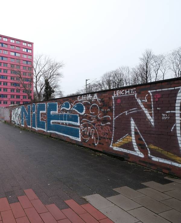 Blick von der Hornstraße auf das markante pinke Pascha, das Bordell in Köln.