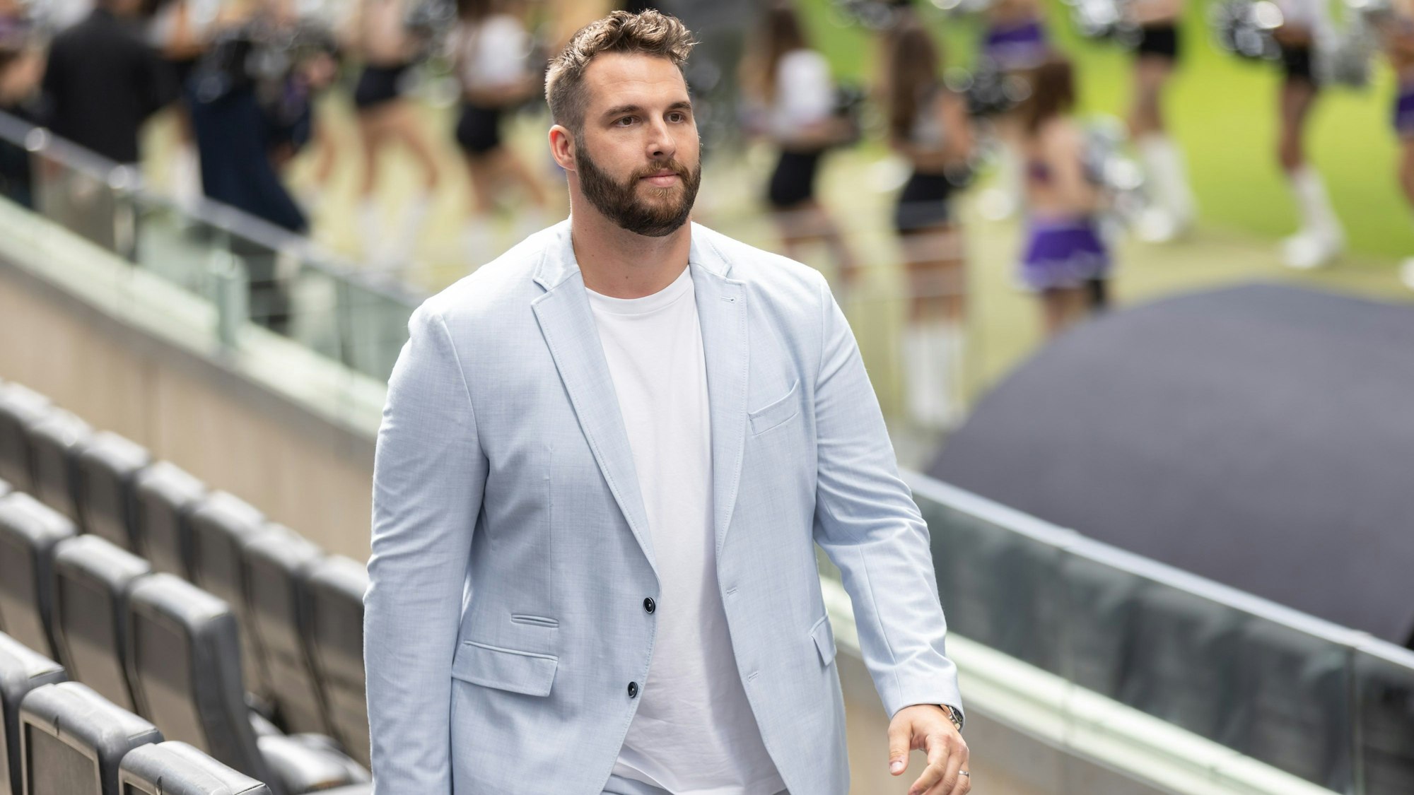 TV-Experte und ehemaliger NFL-Spieler Björn Werner kommt zur Präsentation des TV-Teams von RTL.