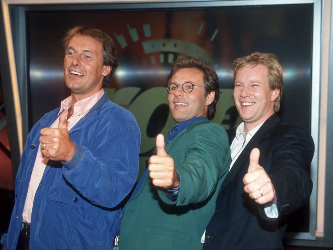 v.li.: Jörg Wontorra, Reinhold Beckmann, Johannes B. Kerner im Studio von „ran“.