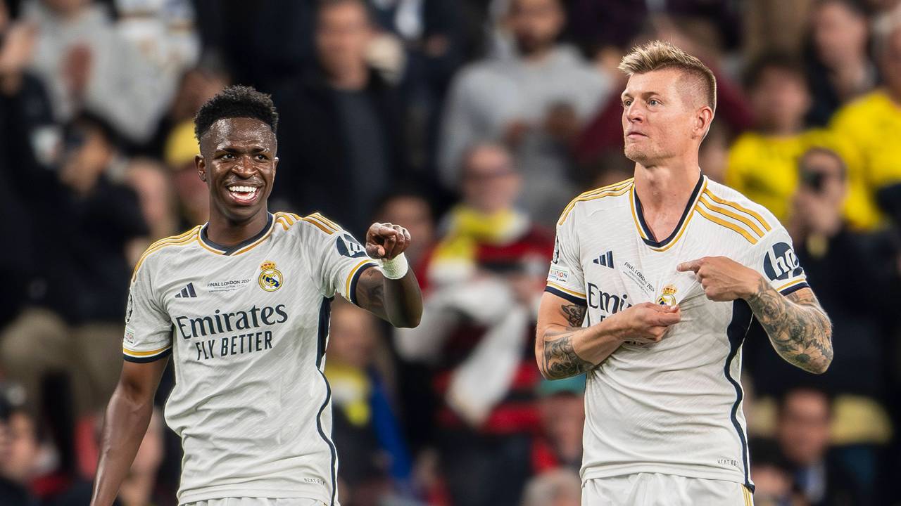 Toni Kroos ehemaliger Madrid-Kollege Vinicius Jr. soll den diesjährigen Ballon d'Ors gewinnen. (Foto: 1. Juni 2024)