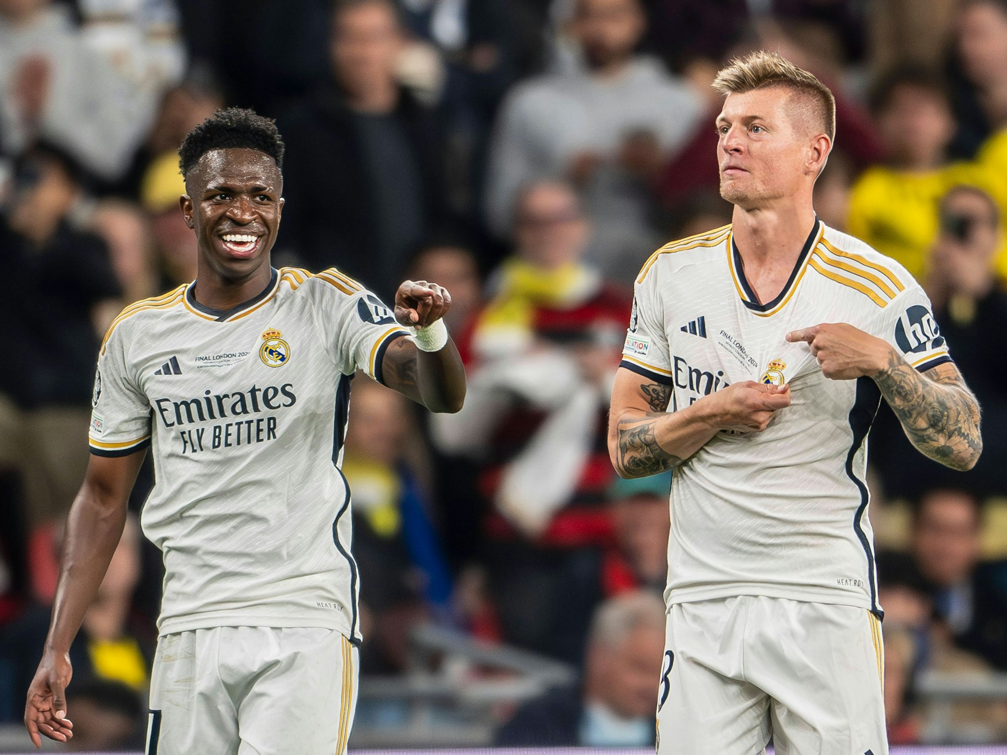 Toni Kroos ehemaliger Madrid-Kollege Vinicius Jr. soll den diesjährigen Ballon d'Ors gewinnen. (Foto: 1. Juni 2024)