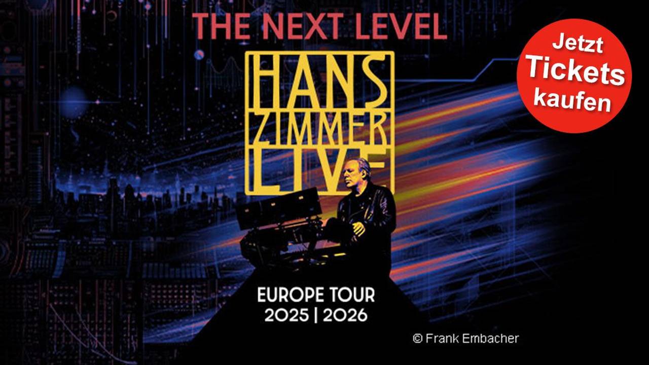 Hans Zimmer Live THE NEXT LEVEL Europa Tour 2025 und 2026 Plakat.