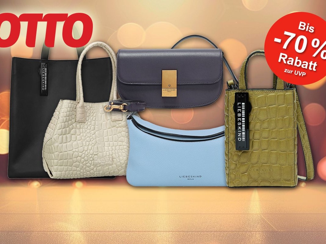 Darstellung von Liebeskind Berlin Taschen auf einem glamourösen Hintergrund mit Lichteffekten