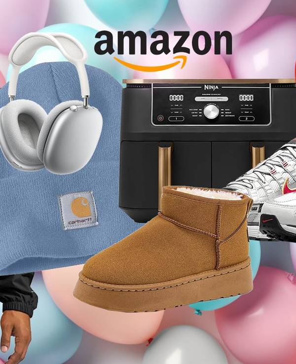 Darstellung verschiedener Produkte der Oktober Angebote bei Amazon, wie z.B. Apple Kopfhörer, The North Face Jacke, UGG Boots, Nike Sneaker, Ninja Airfryer u.v.m.