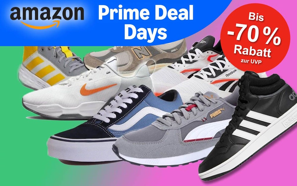Sneaker Angebote zu den Prime Deal Days Mega Rabatte bis 70 auf Top Schuh Marken von adidas Puma und mehr im Amazon Sale Express