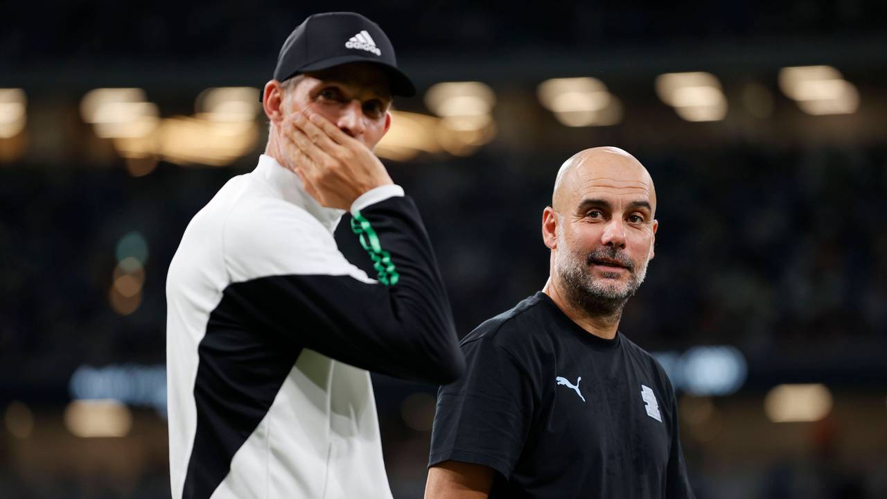 Thomas Tuchel mit seinem Trainerkollegen Pep Guardiola.