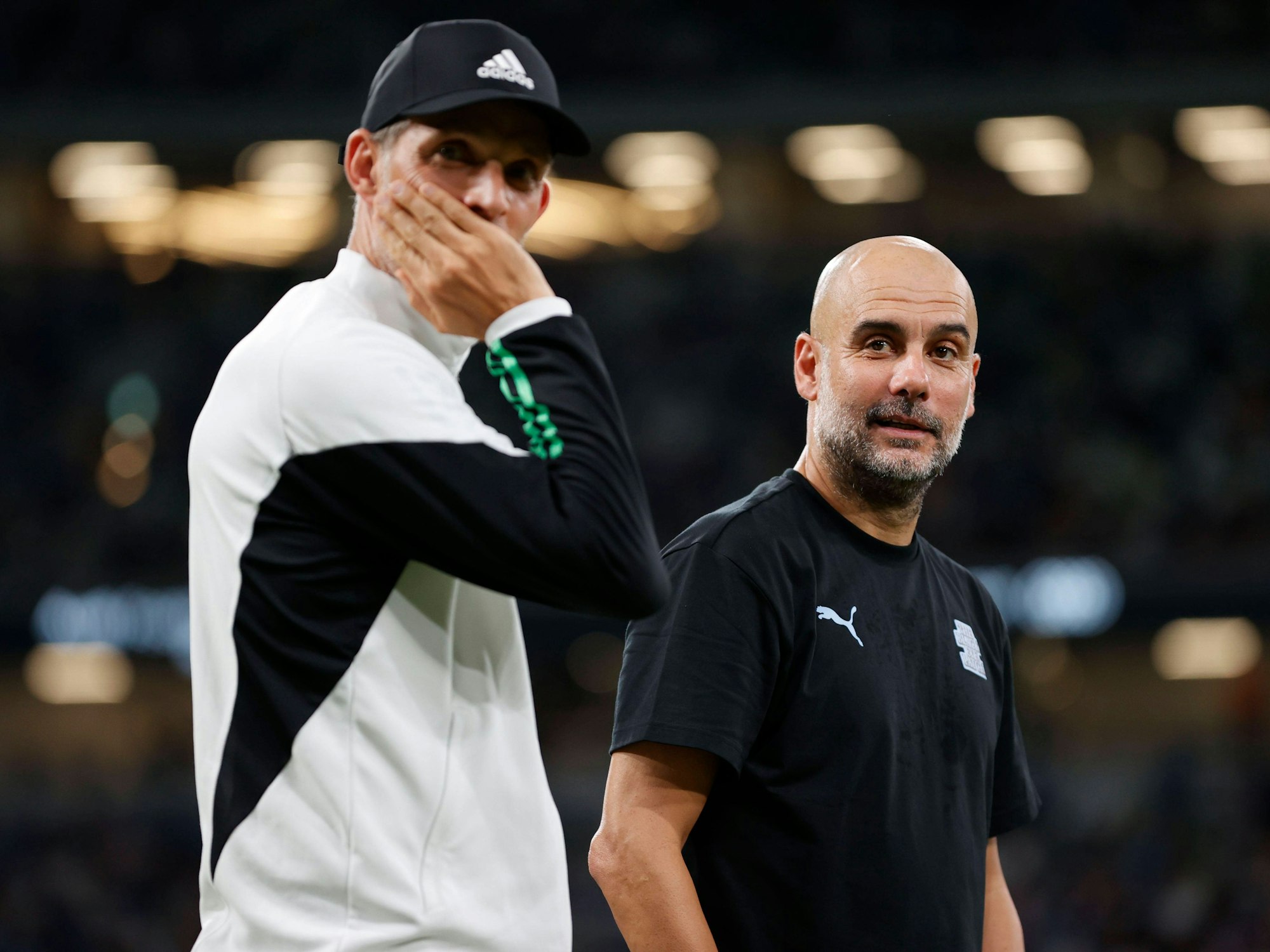 Thomas Tuchel mit seinem Trainerkollegen Pep Guardiola.