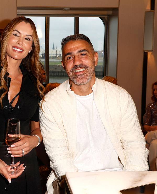 Bushido und seine Ehefrau Anna-Maria Ferchichi lachen