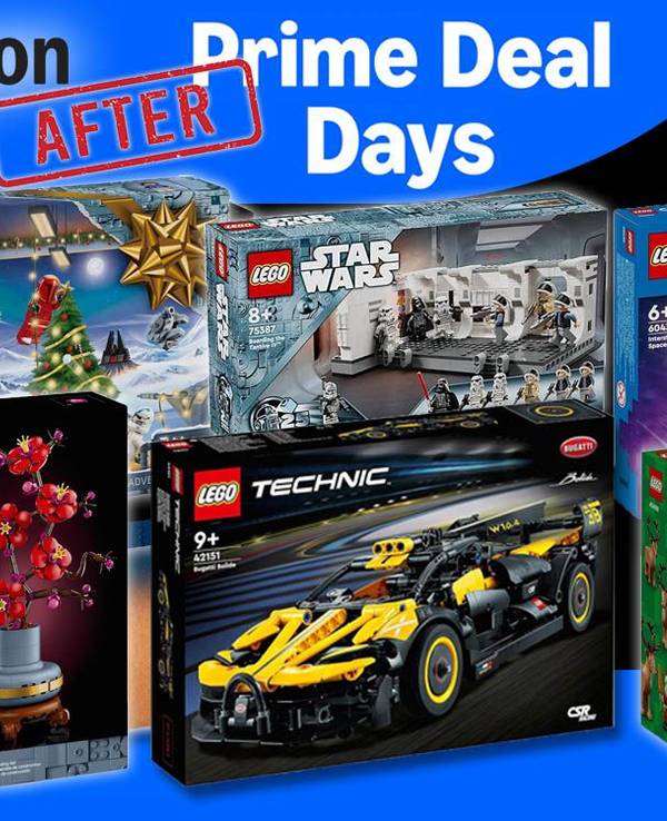 Lego Verpackungen von Technic, Star Wars, City und mehr vor dem Amazon After Prime Deal Days Design.
